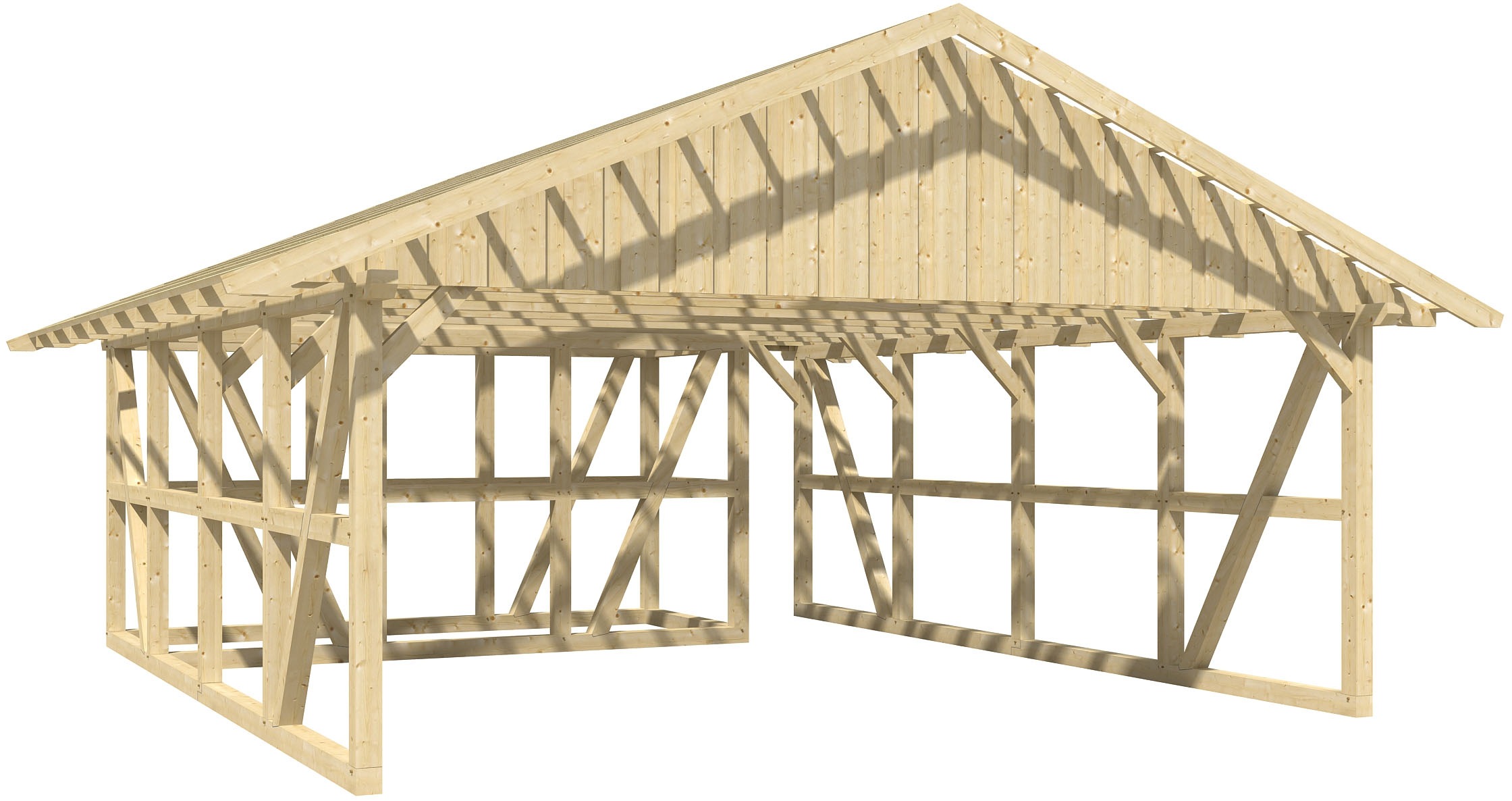 Skanholz Doppelcarport »Schwarzwald«, 560 cm, Eiche hell, mit Dachlattung