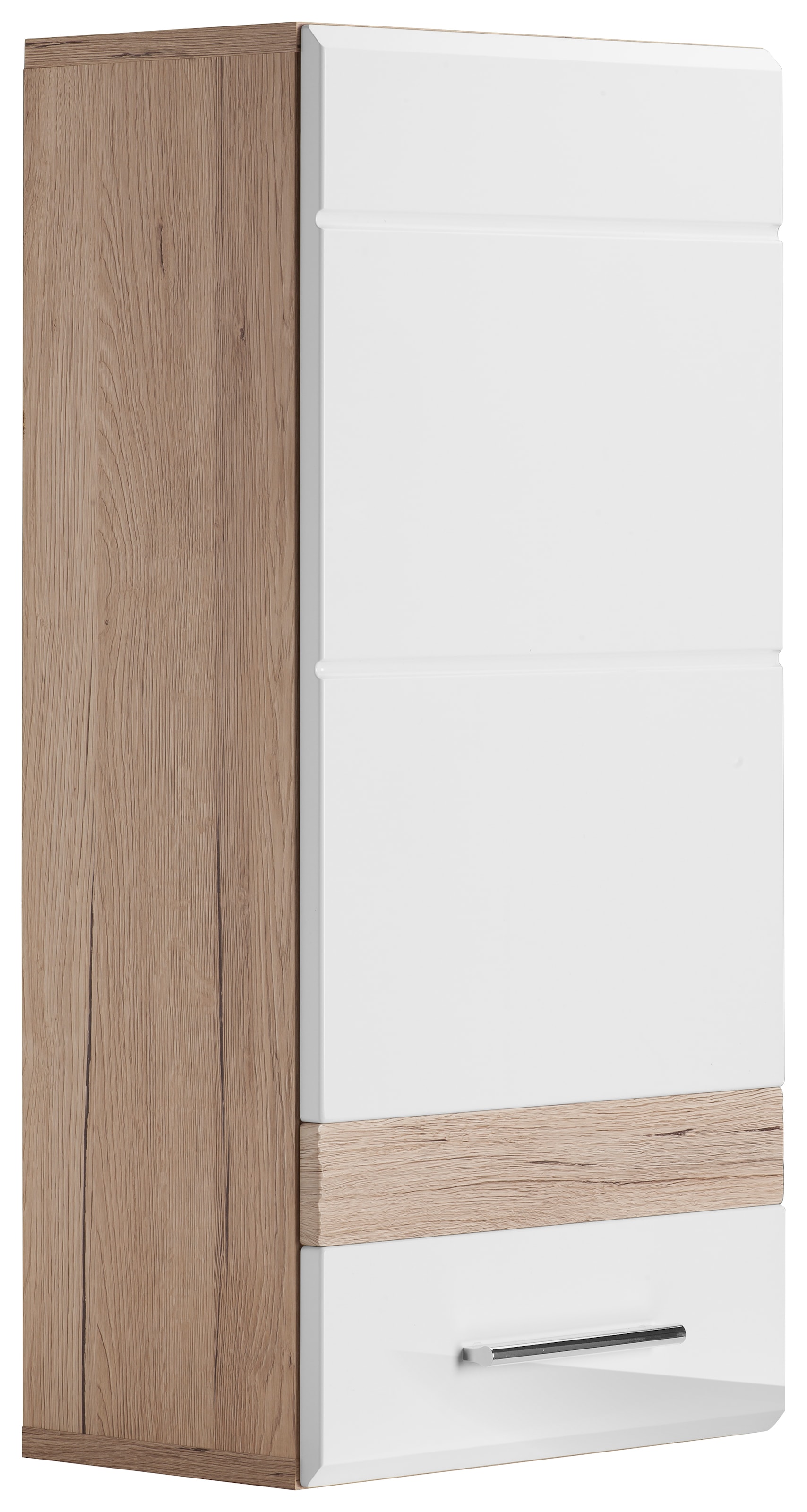 welltime Hängeschrank "Toulon", Badschrank in Weiß Hochglanz mit 3 Fächern - (B/T/H) 37/24/77 cm