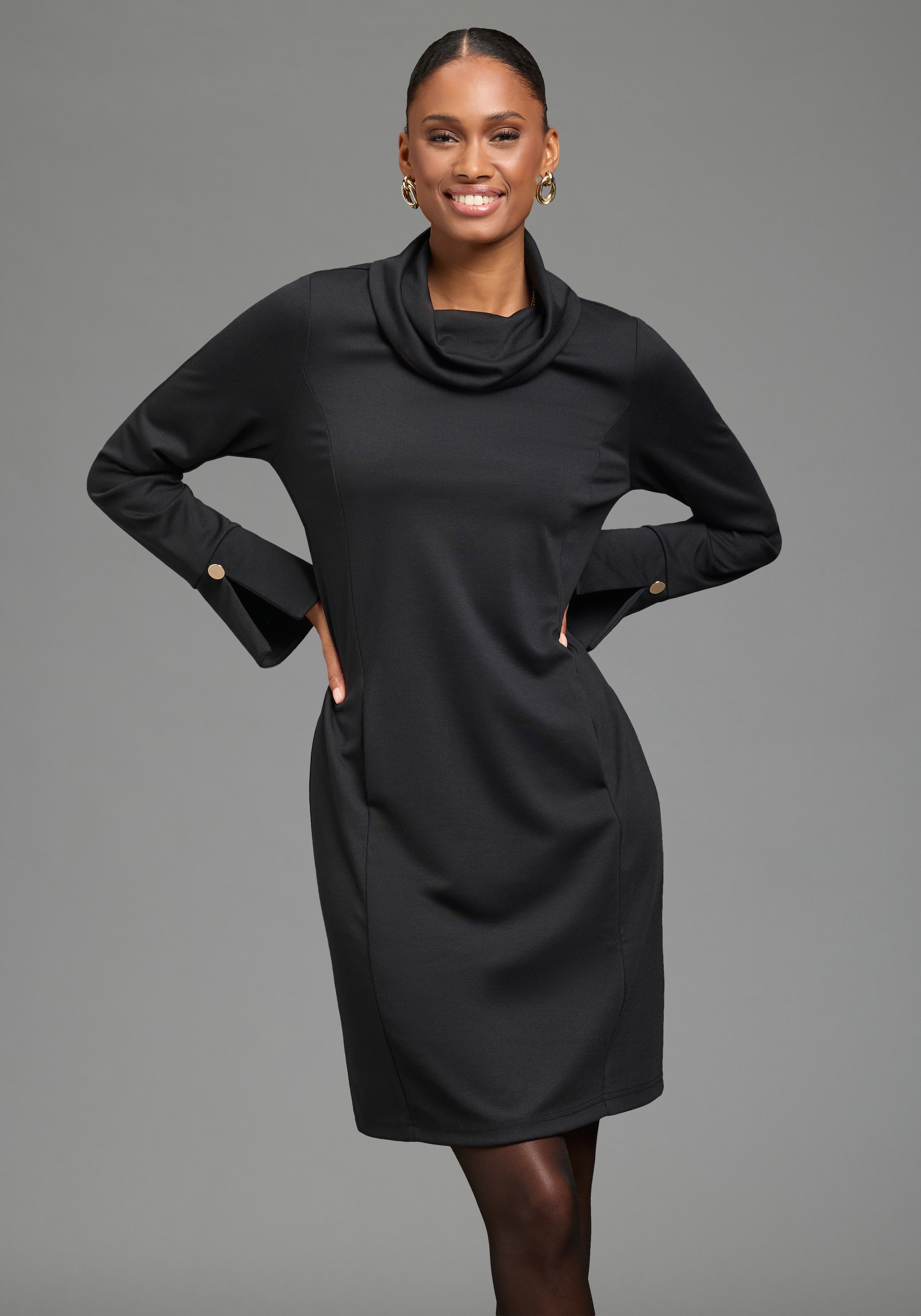 Laura Scott Jerseykleid Nahttaschen aus elastischer Viskosemischung, figurumspielender Schnitt