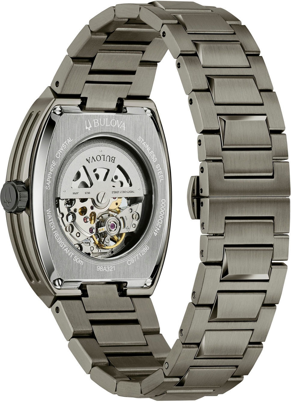 Bulova Automatikuhr, Armbanduhr, Herrenuhr, Mechanische Uhr, Edelstahlarmband, analog