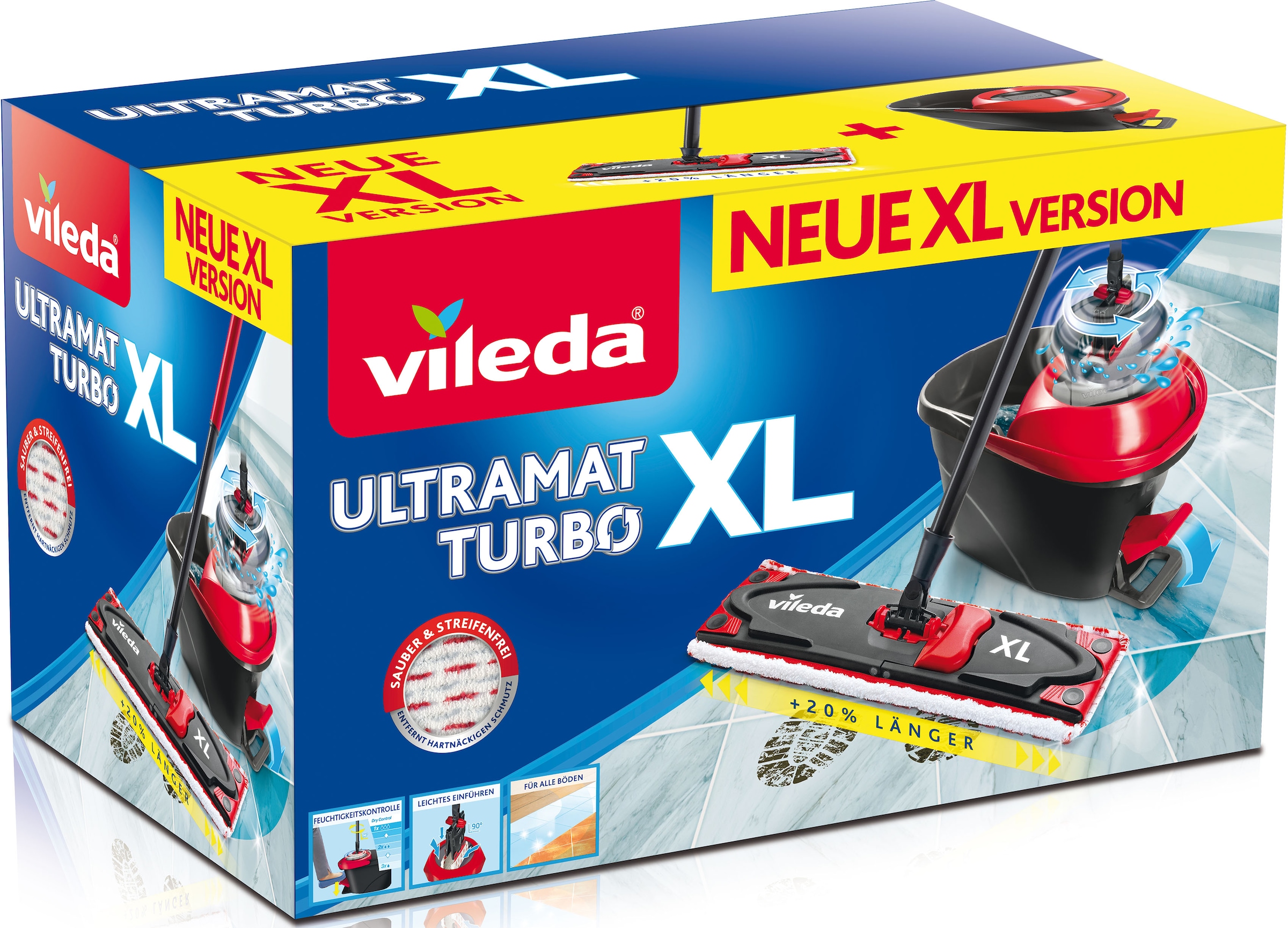 Vileda Bodenwischer-Set | 3 Box«, BAUR große (Set, Flächen Fußpeda), und Turbo Wischbezug, extragroßer günstig St., ideal »Ultramax Stiel, für XL Powerschleuder