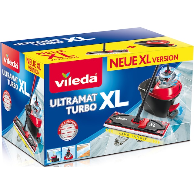 Vileda Bodenwischer-Set »Ultramax XL Turbo Box«, (Set, 3 St., Stiel,  extragroßer Wischbezug, Powerschleuder und Fußpeda), ideal für große  Flächen günstig | BAUR
