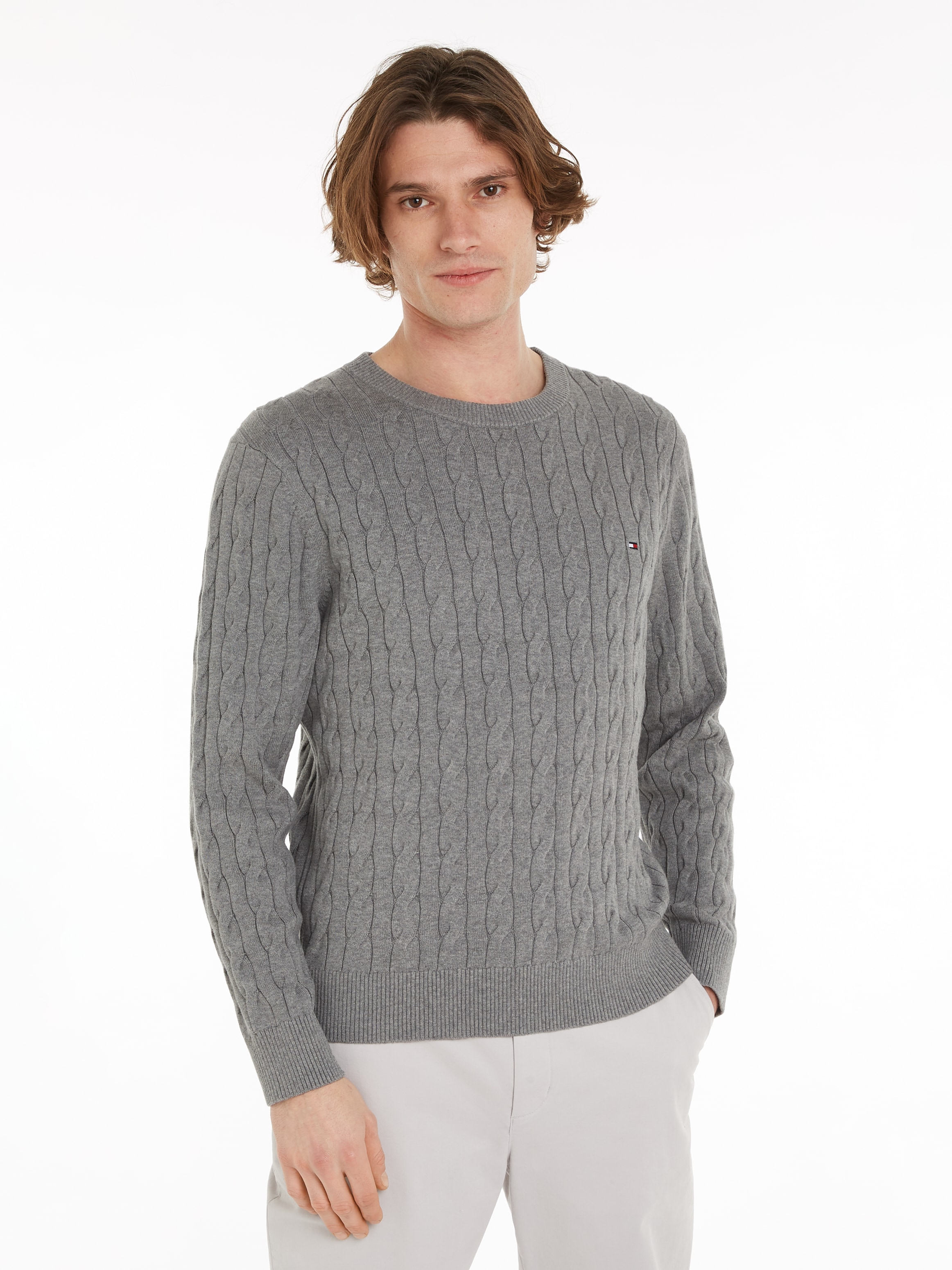 Tommy Hilfiger Strickpullover "CLASSIC CABLE CREW NECK mit Strukturstrick u günstig online kaufen