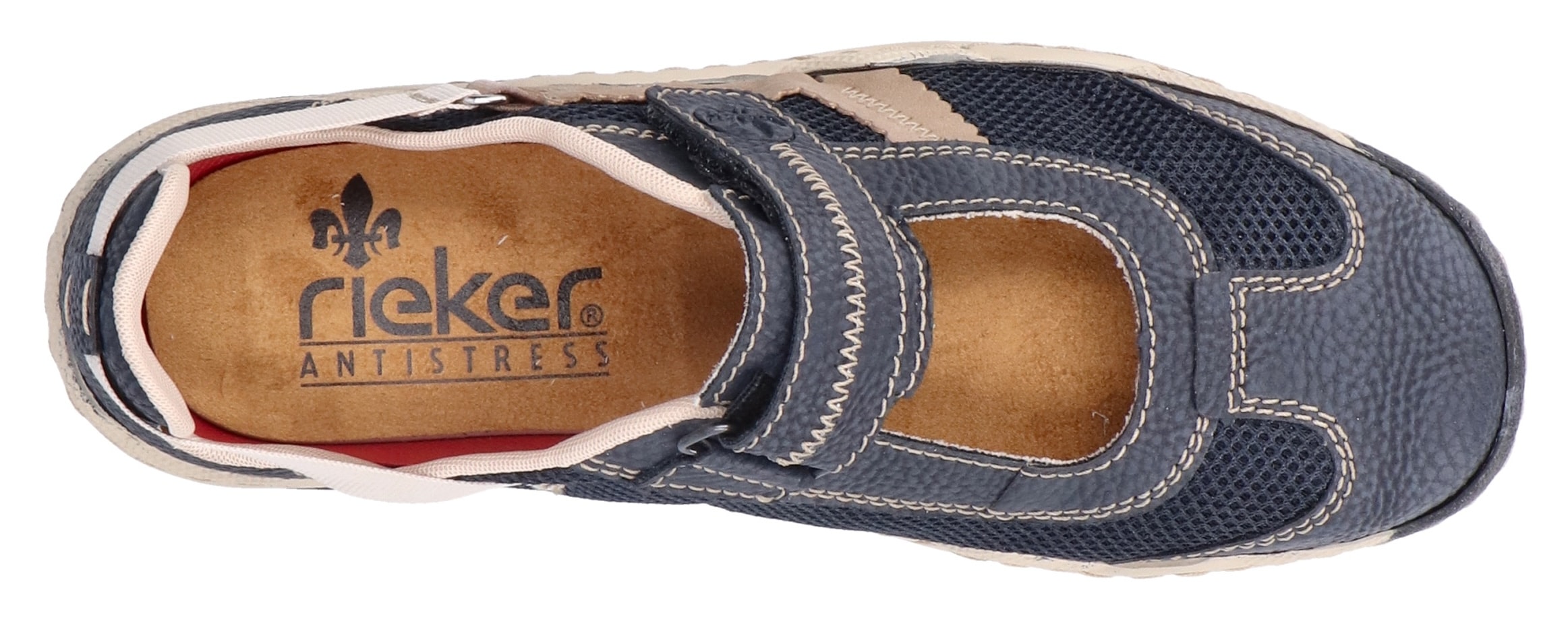 Rieker Klettschuh, Schlupfschuh, Slip on Sneaker mit farblich abgesetzten Ziernähten