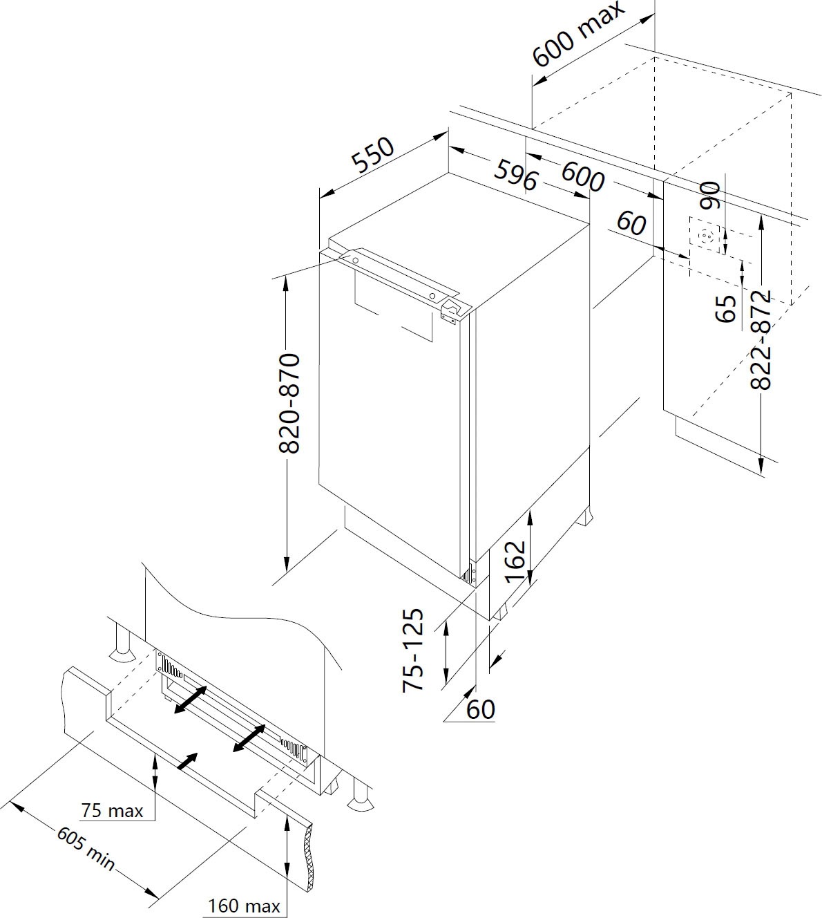 Amica Einbaukühlschrank, UKSX 361 900, hoch, | BAUR cm 81,8 breit 59,6 cm