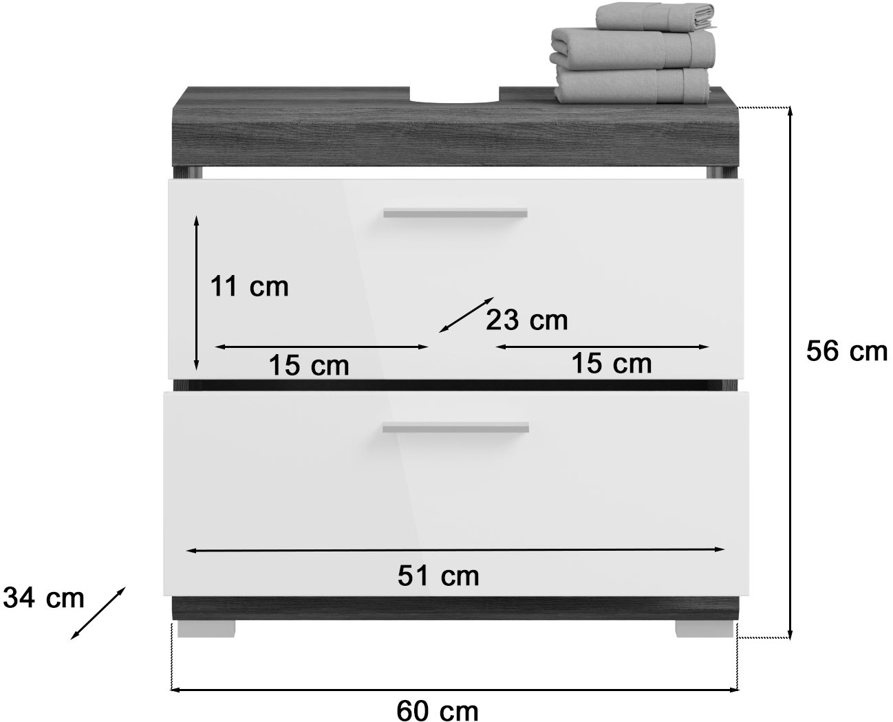 INOSIGN Badmöbel-Set »Siena, 2 tlg., bestehend aus: Waschbeckenunterschrank, Spiegelschrank«, (Set, 2 St.), in verschiedenen Farben erhältlich, Badmöbel, Kombination, Badezimmer