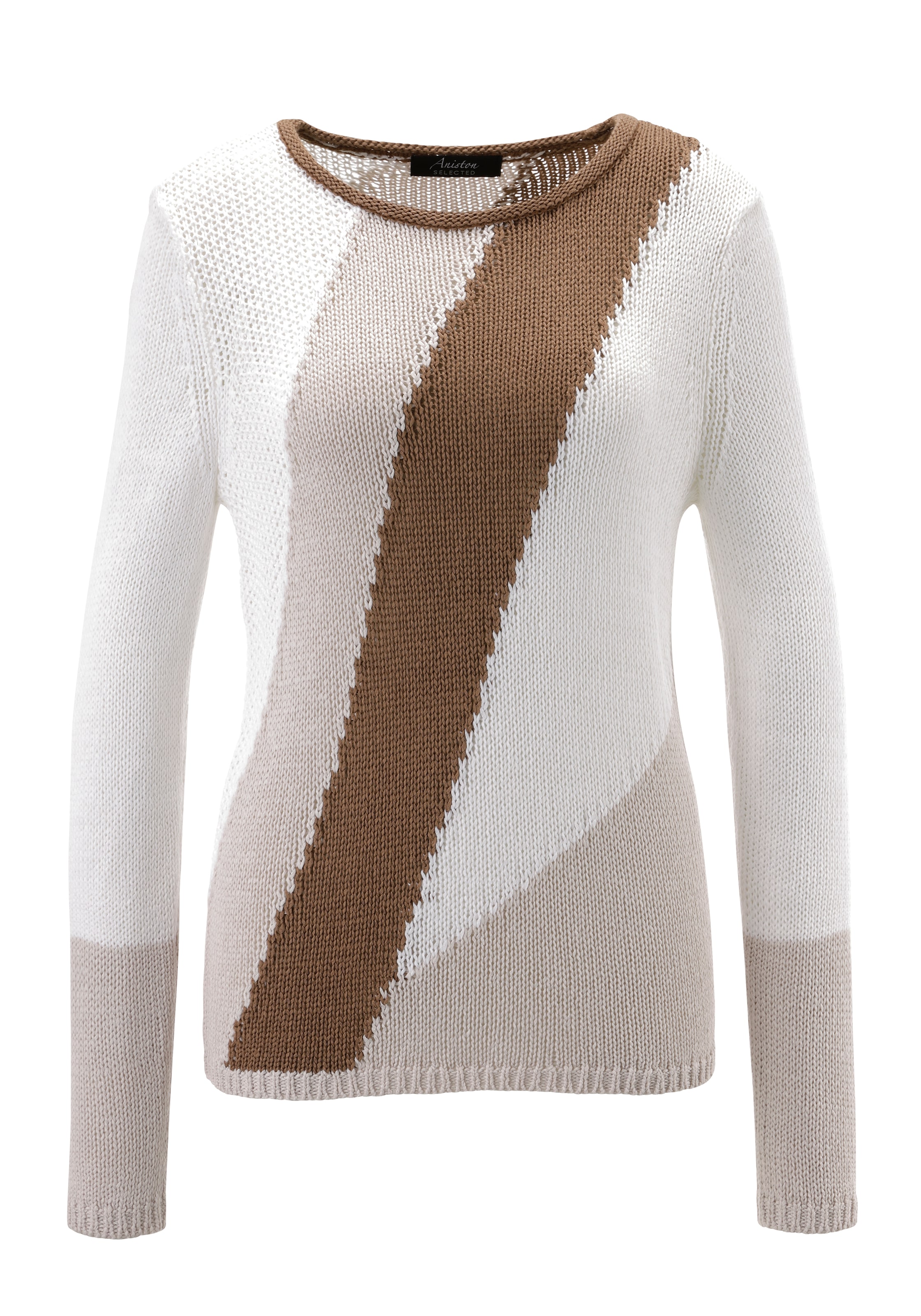 Aniston SELECTED Strickpullover mit Rollkante am Rundhalsausschnitt