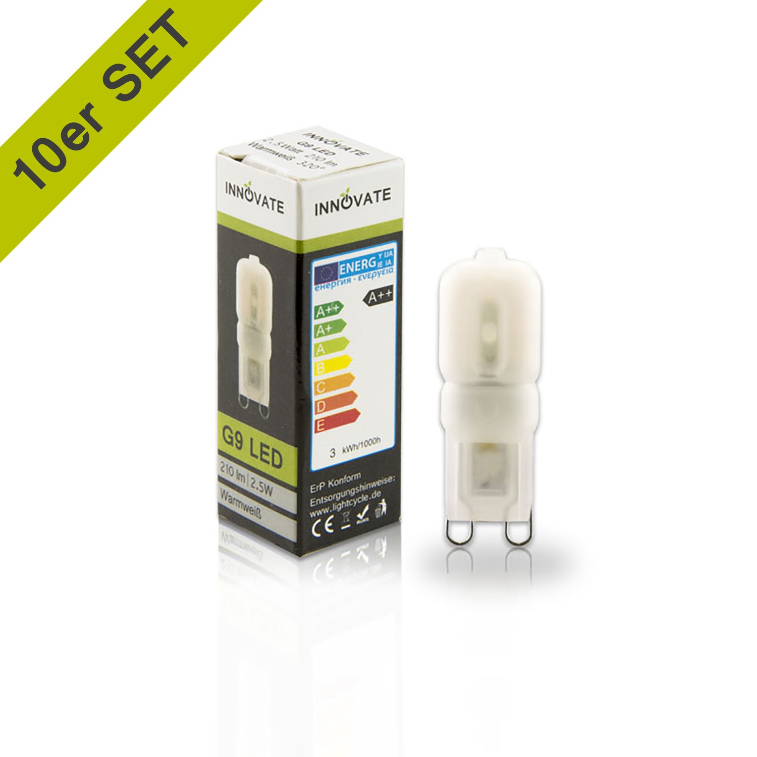 10er-Set mit warmweißem Licht, 2,5W G9 LED-Leuchtmittel