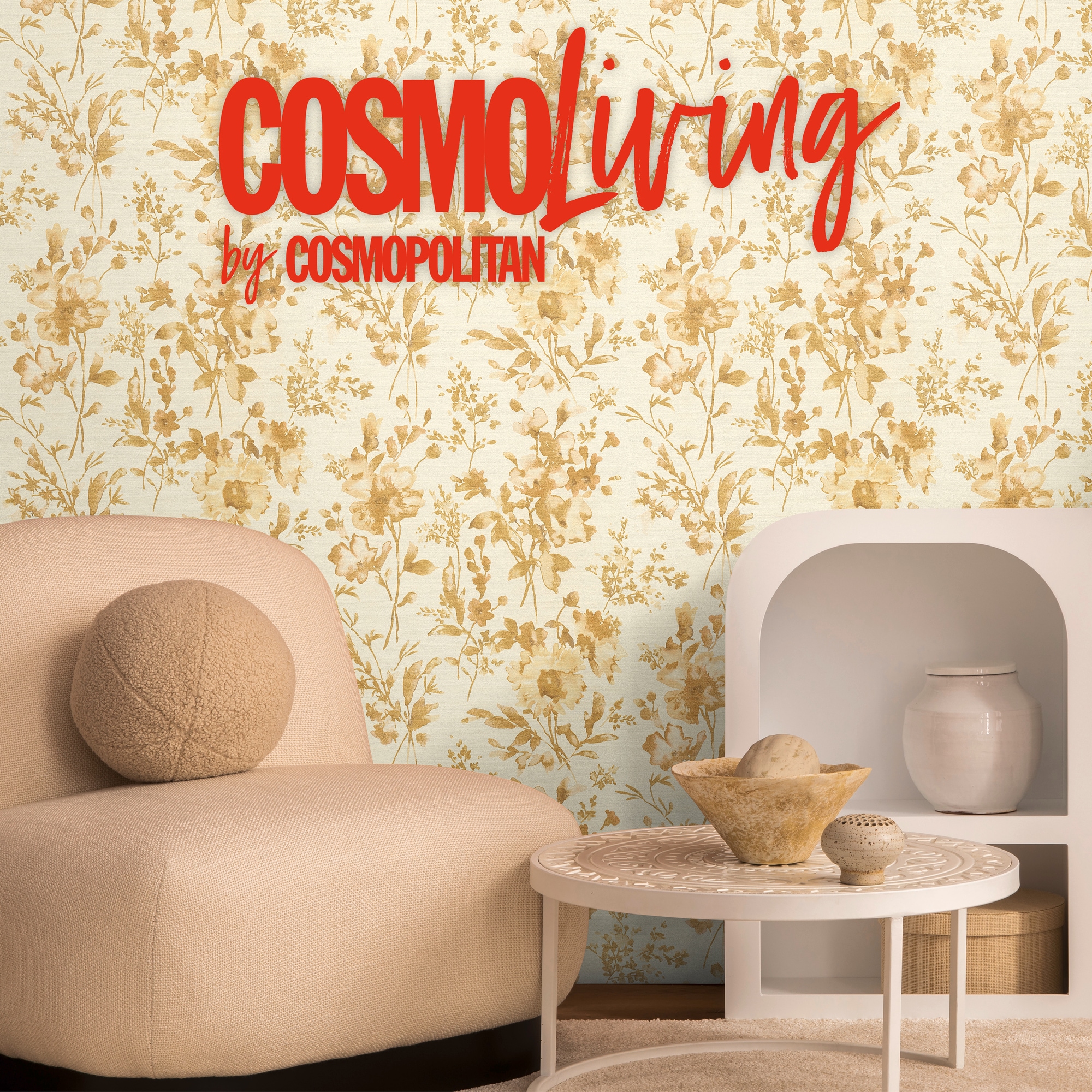 CosmoLiving by Cosmopolitan Vliestapete »Petal Poetry – Aquarell-Blumentapete« matt strukturiert Zarte Aquarellblüten für stilvolle Wohnräume