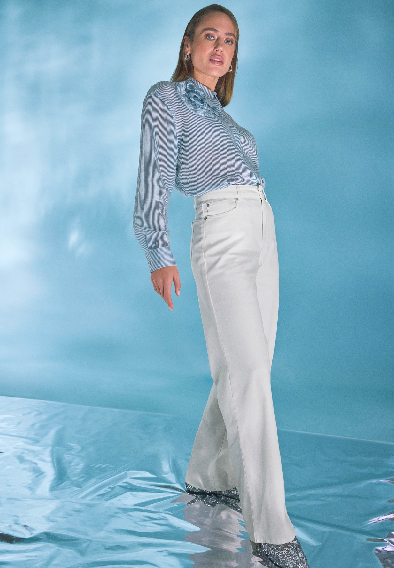 Zero Röhrenhose »zero Sommerjeans weites Bein 32 Inch«, Plain/ohne Details