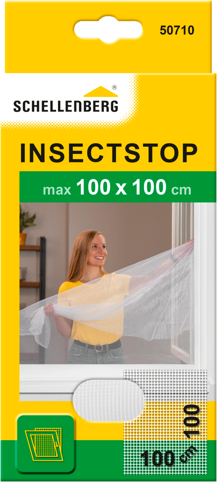 SCHELLENBERG "für Fenster ohne bohren" Set, 1 Stk. tlg. Insektenschutz inkl. Befestigungsband, 100 x 100 cm, weiß, anthrazit