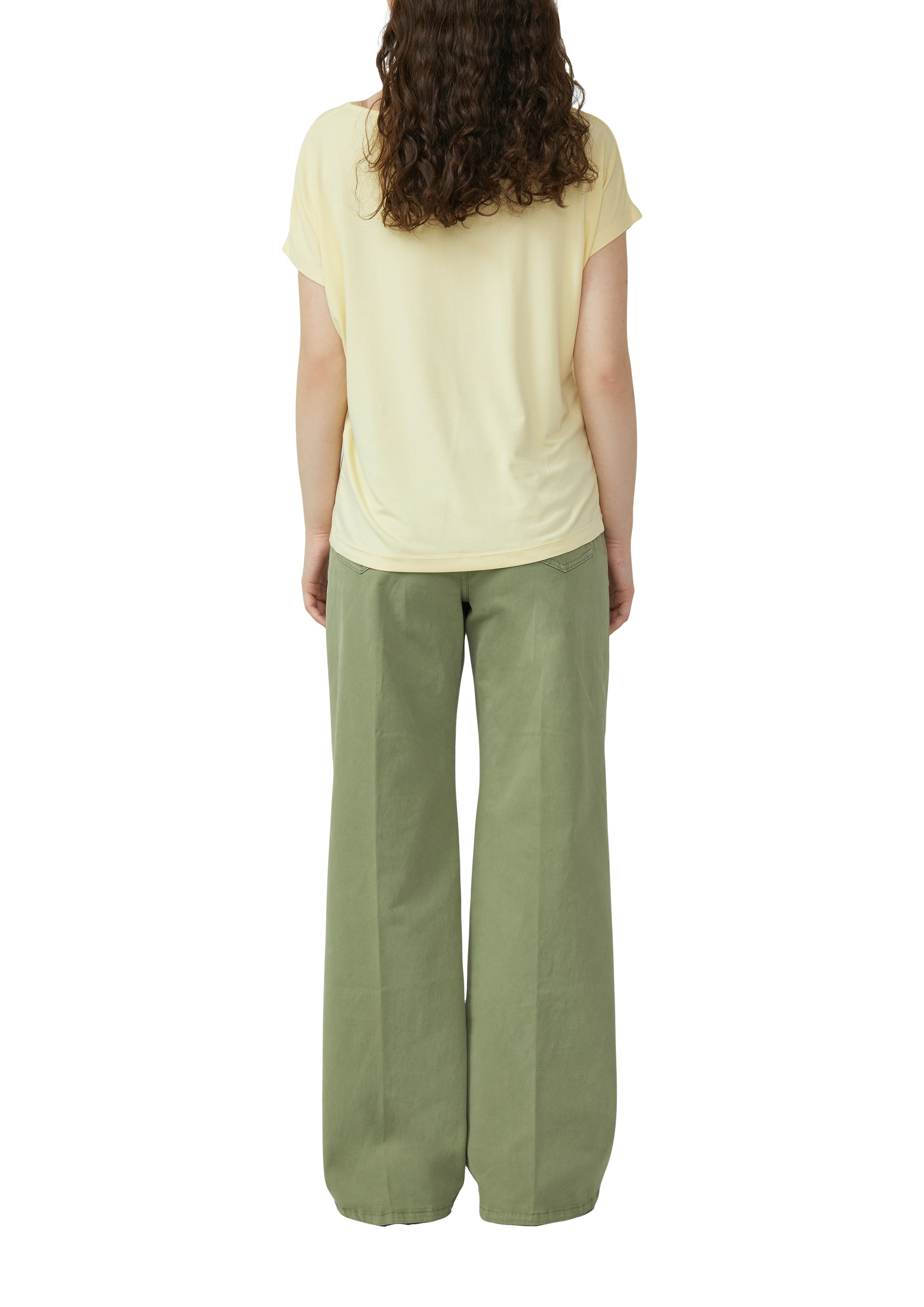 T-Shirt S.OLIVER, Damen, Gr. 36, butter gelb, Jersey, Obermaterial: 95% Viskose, 5% Elasthan, regular fit taillenbedeckt, Rundhals, Shirts T-Shirt, mit Markenlabel 3