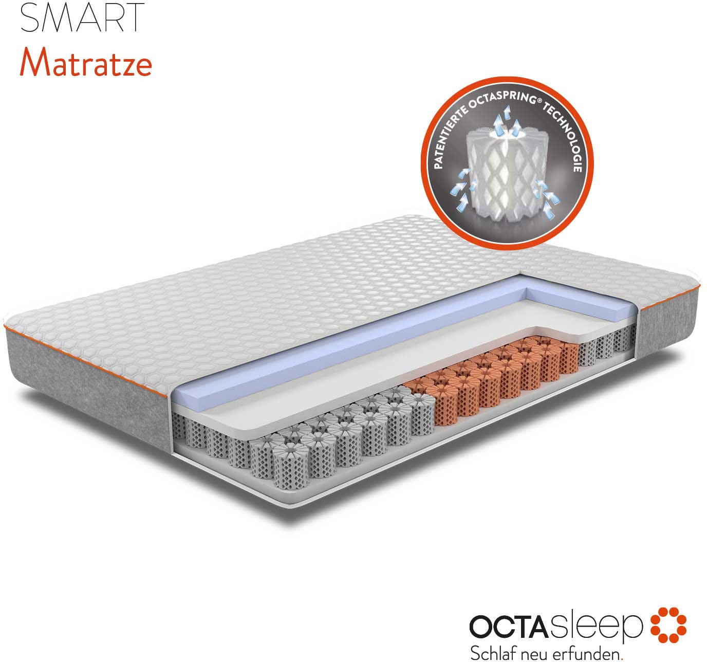 OCTAsleep Komfortschaummatratze "Octasleep Smart Matress", 18 cm hoch, (1 St.), Innovative Schaumfedern mit neuartigem K