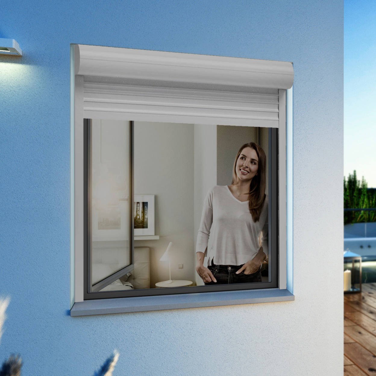 WINDHAGER Insektenschutz-Fensterrahmen "Ultra Flat, Fliegengitter mit Rahmen, platzsparend und ohne Bohren", B/H: 120cm x 150cm, grau,