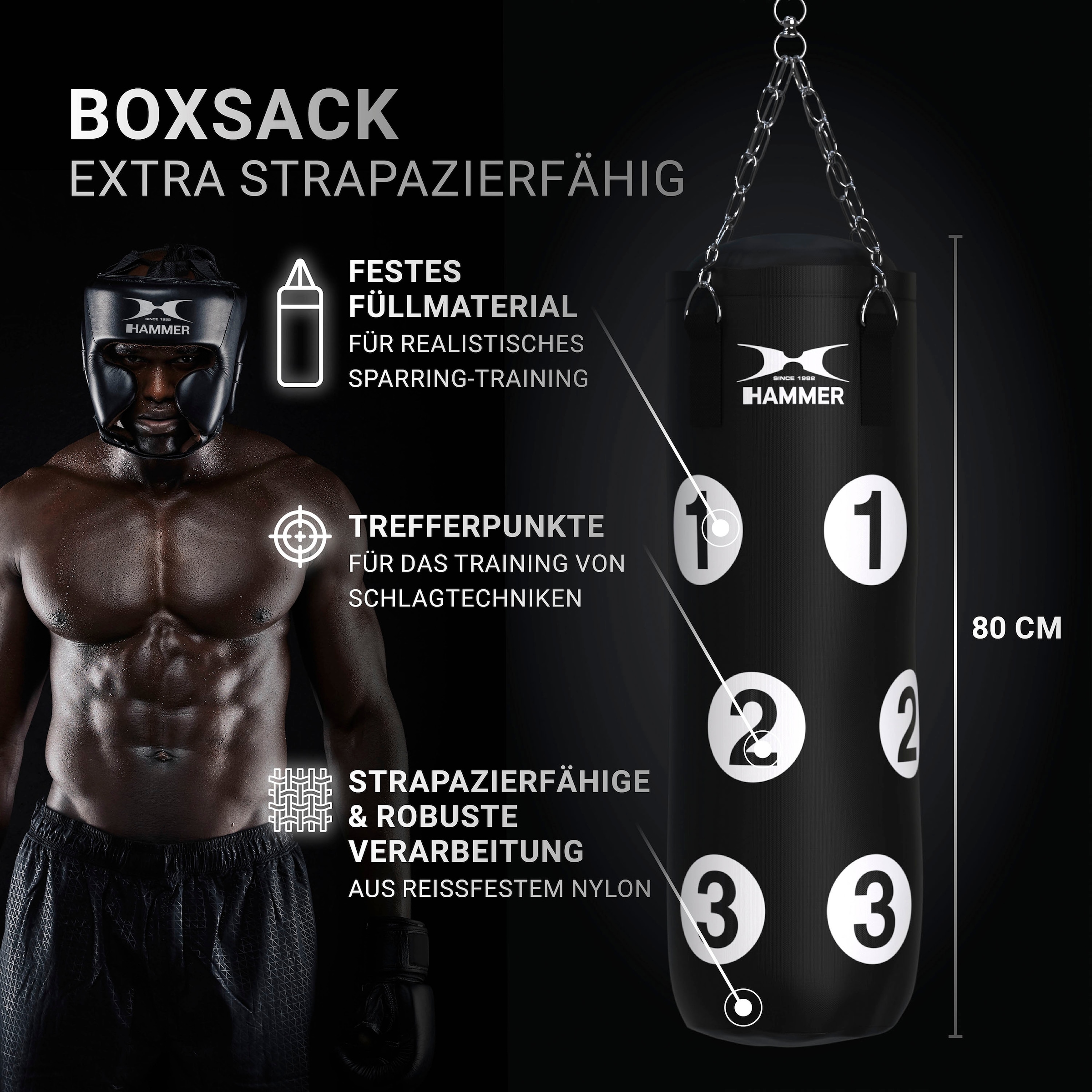 Hammer Boxsack »Sparring Professional«, (Set, mit Trainings-DVD-mit  Boxhandschuhen-mit Sprungseil-mit Haken) auf Rechnung | BAUR