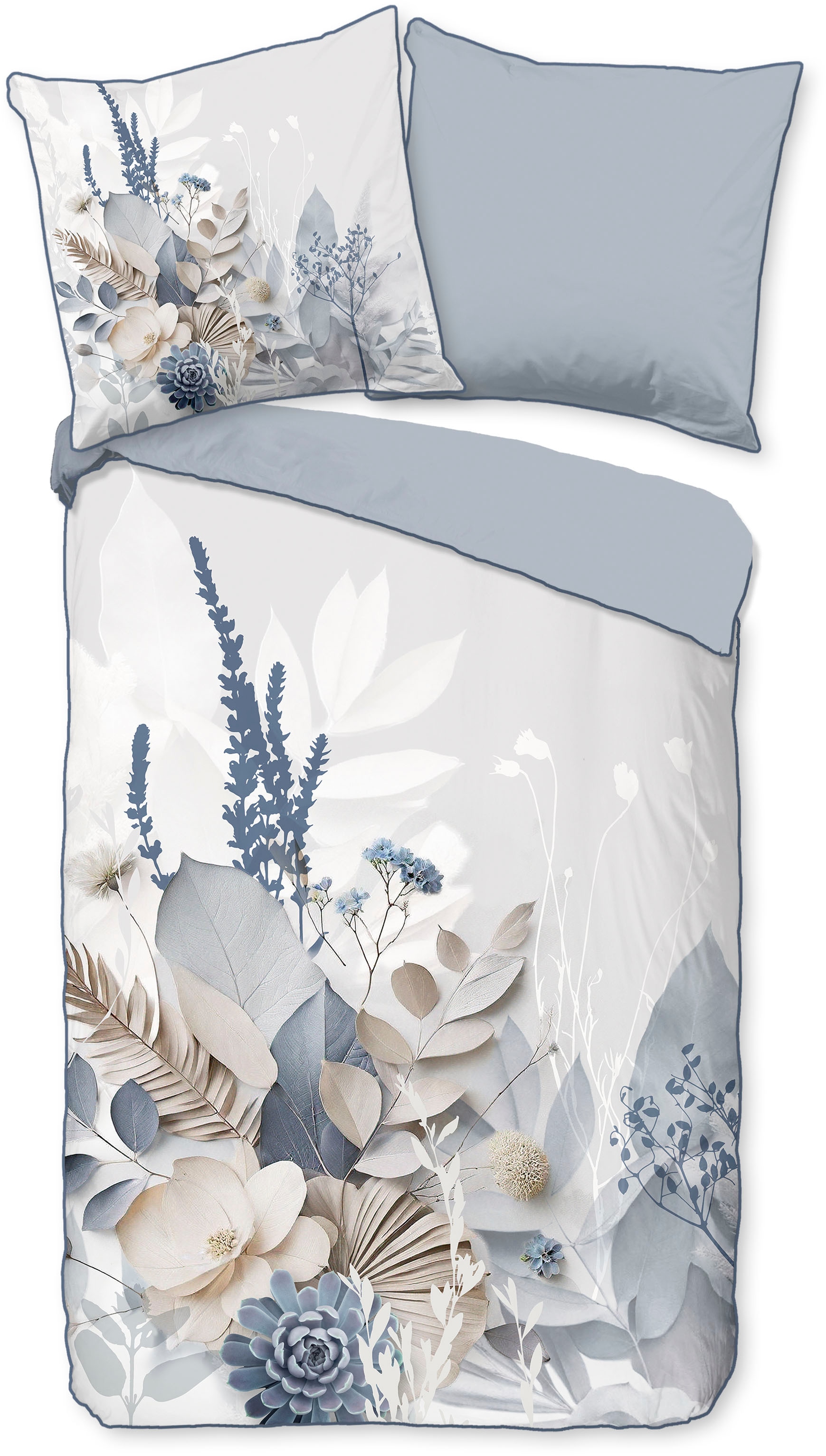 Descanso Wendebettwäsche "Junte" 2 Stk. Satin, Reißverschluss, Paspel, Bies günstig online kaufen