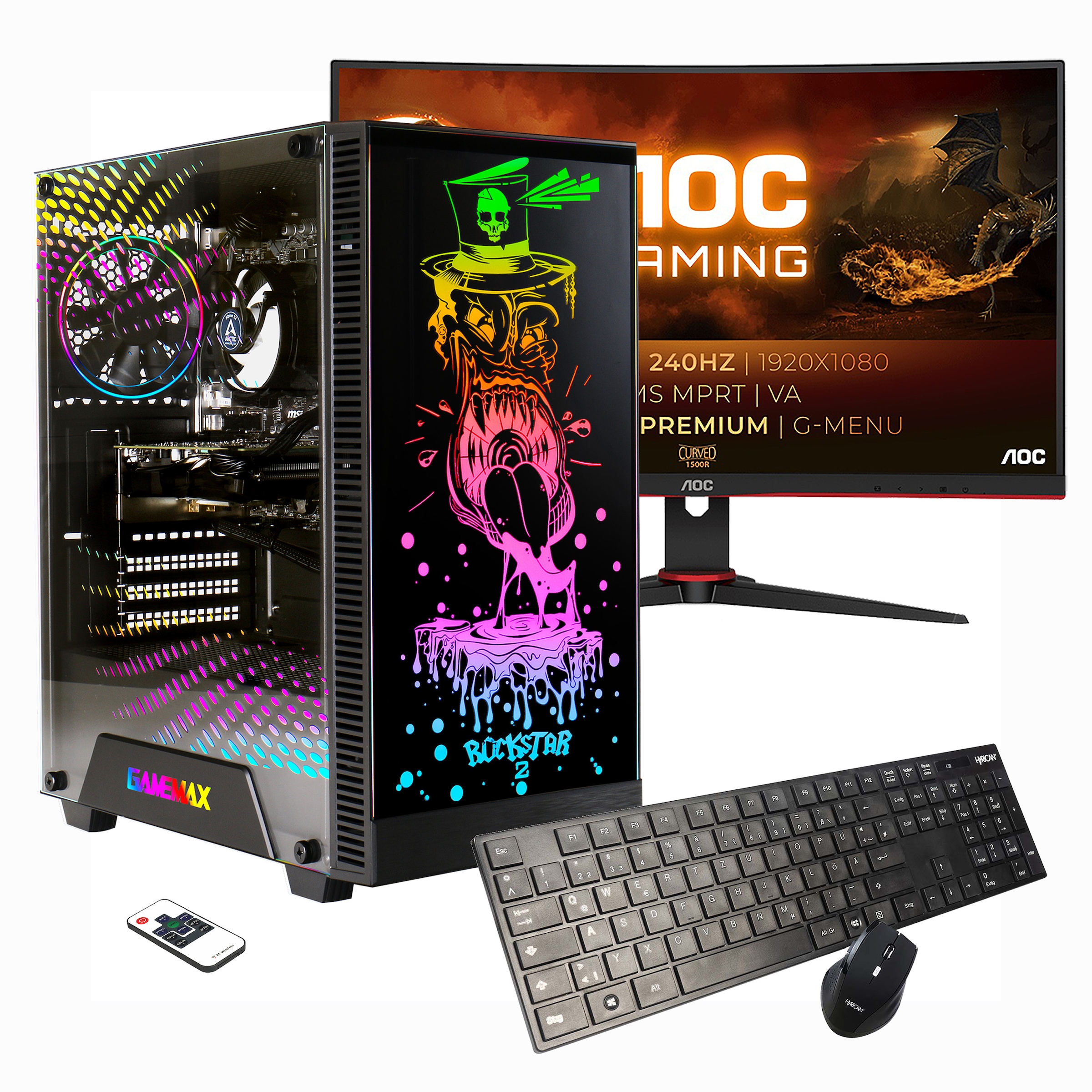 Hyrican Gaming-PC-Komplettsystem »Rockstar SET02369«, inklusive 27" Curved Monitor AOC C27G2ZE/BK