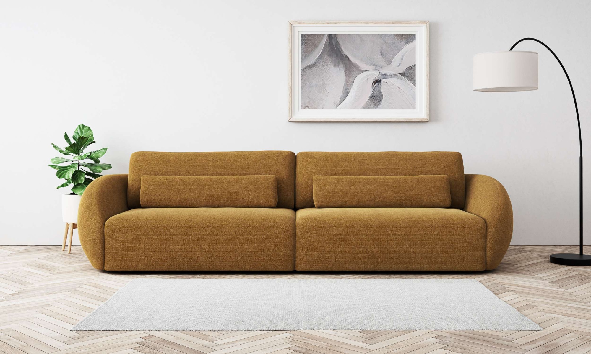 Places of Style Big-Sofa "Covile", Breite 306 cm, 2 Zierkissen inklusive, Chenille