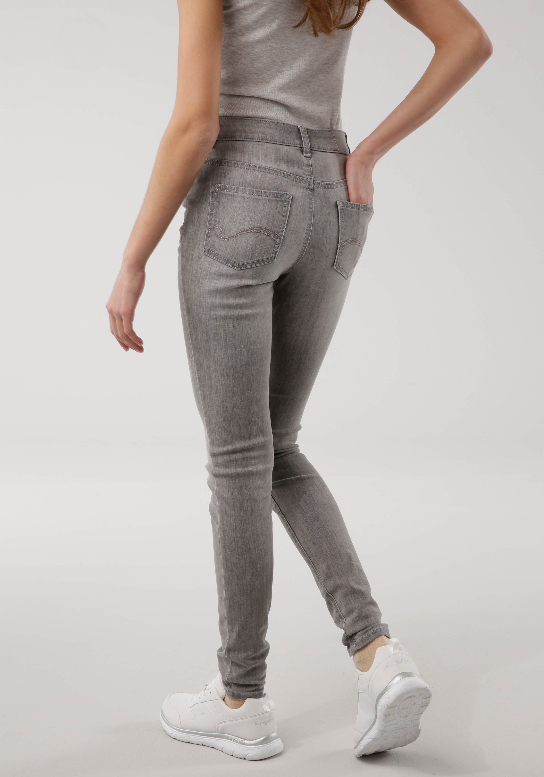 »SUPER HIGH online mit bestellen SKINNY KangaROOS RISE«, BAUR | used-Effekt 5-Pocket-Jeans
