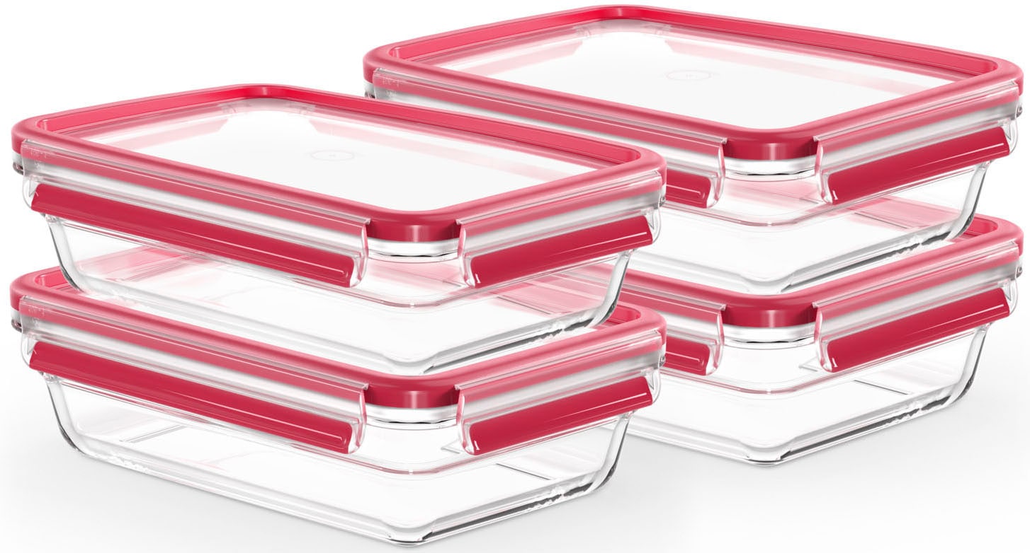 Emsa Frischhaltedose "Clip & Close Glas Set, rechteckig, 100 % dichte Aufbewahrungsboxen" spülmaschinen-, gefrier-, backofen-, mikrowellenfest