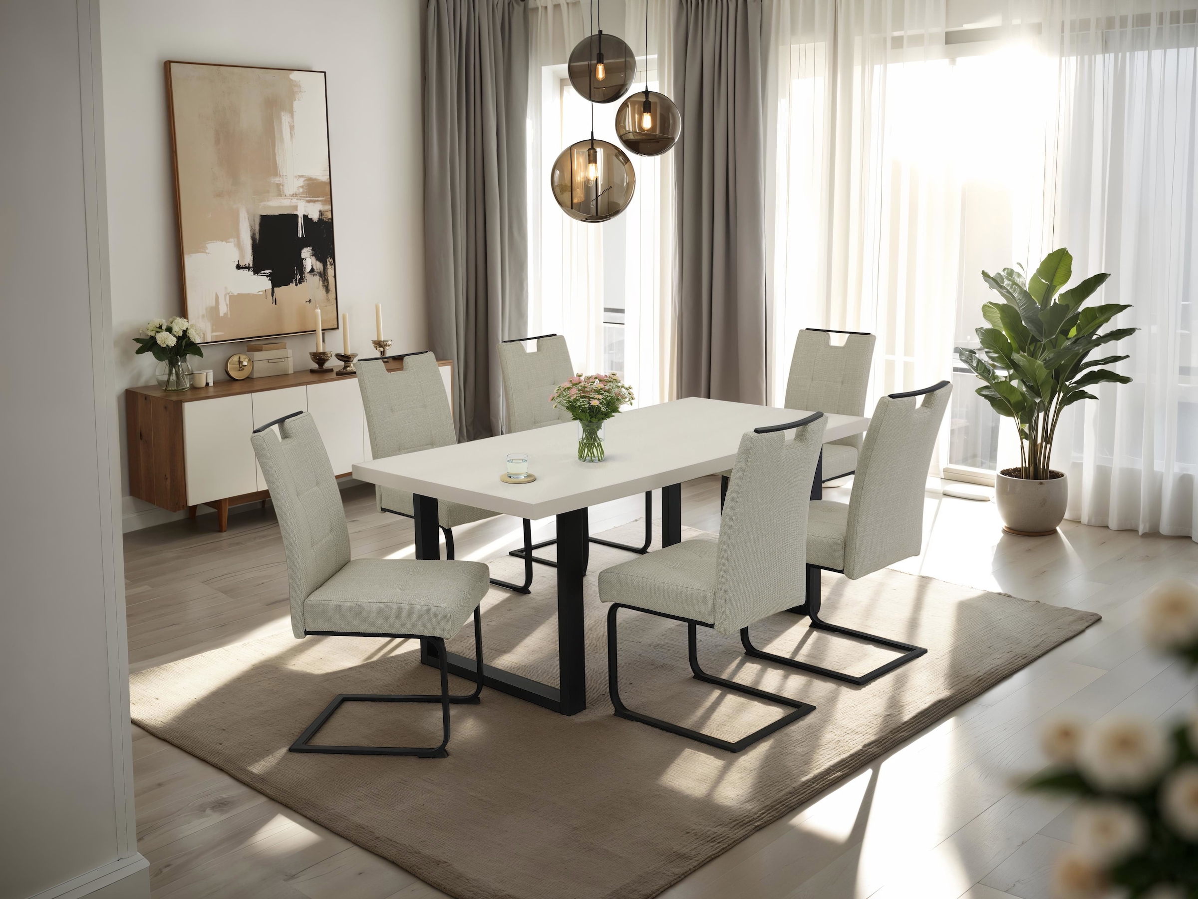 HELA Esstisch »MERAN«, (1 St.), U-Gestell,Cashmere,Azoto Matt lackiert,Metall,Spanplatte