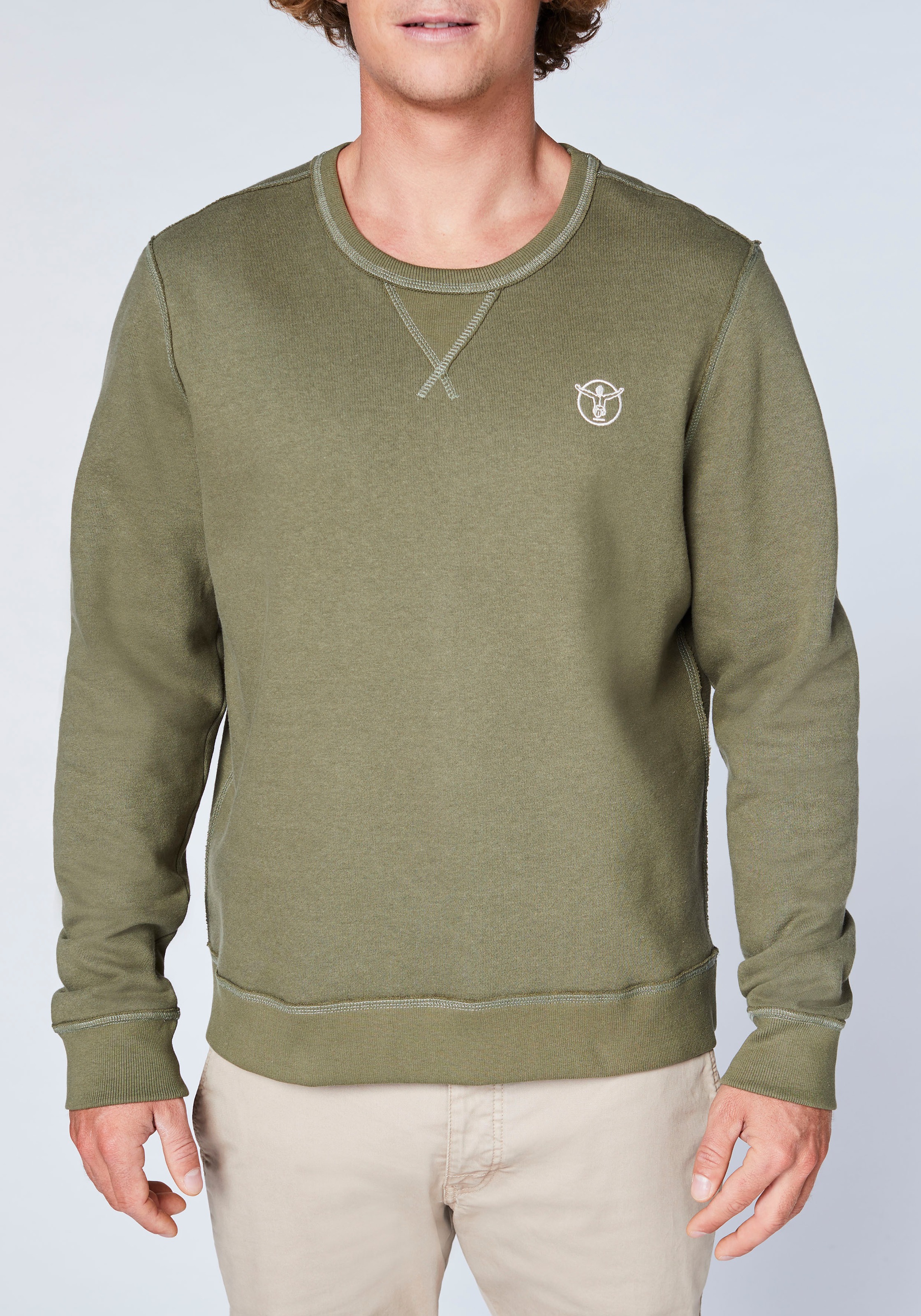 Sweatshirt CHIEMSEE, Herren, Gr. 3XL (64/66), grün (dusty olive), 60% Baumwolle, 40% Polyester, Rundhals, Sweatshirts Sweatshirt 3
