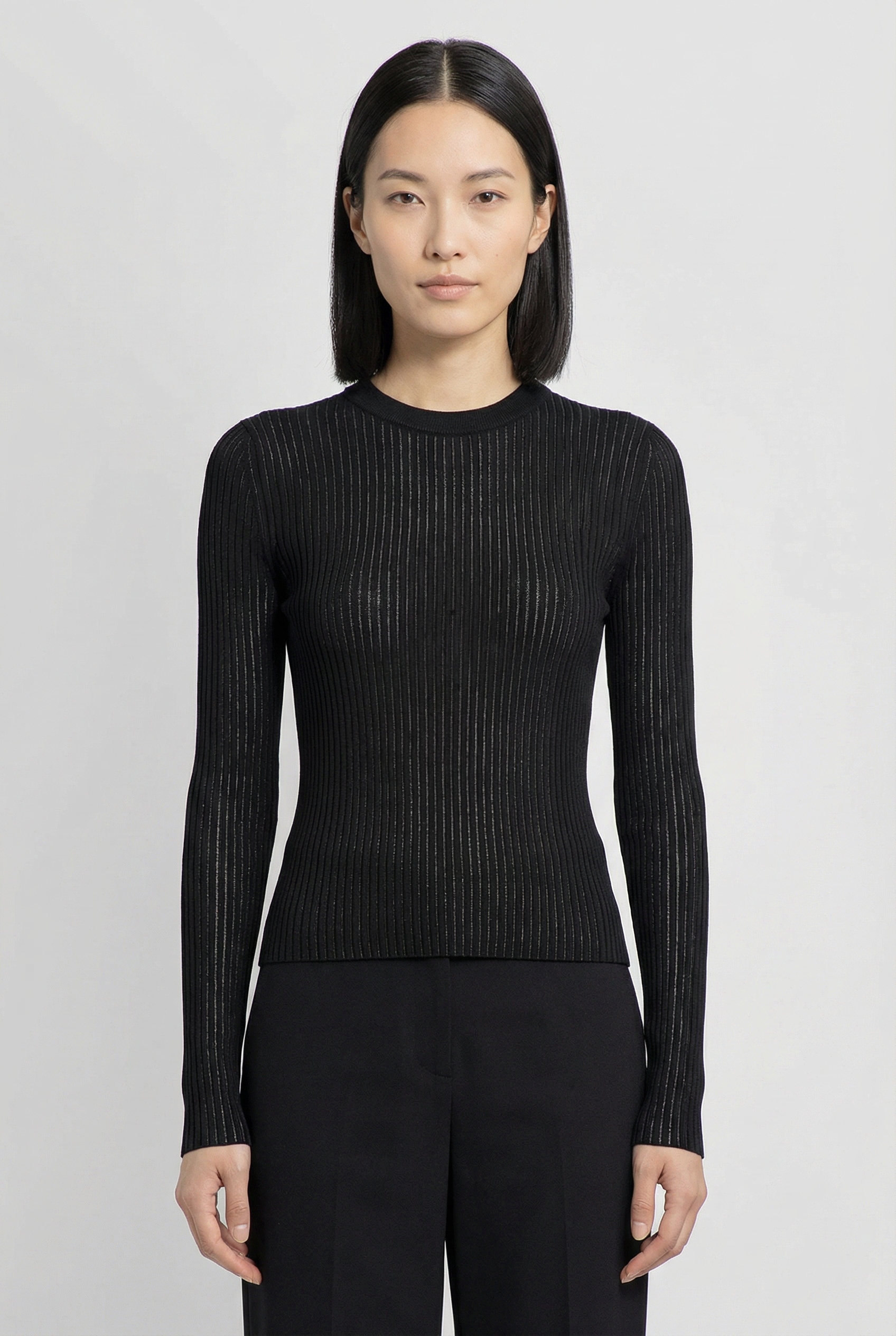 HUGO Blue Rundhalspullover "Somya" Rippstrick im Viskosemix günstig online kaufen