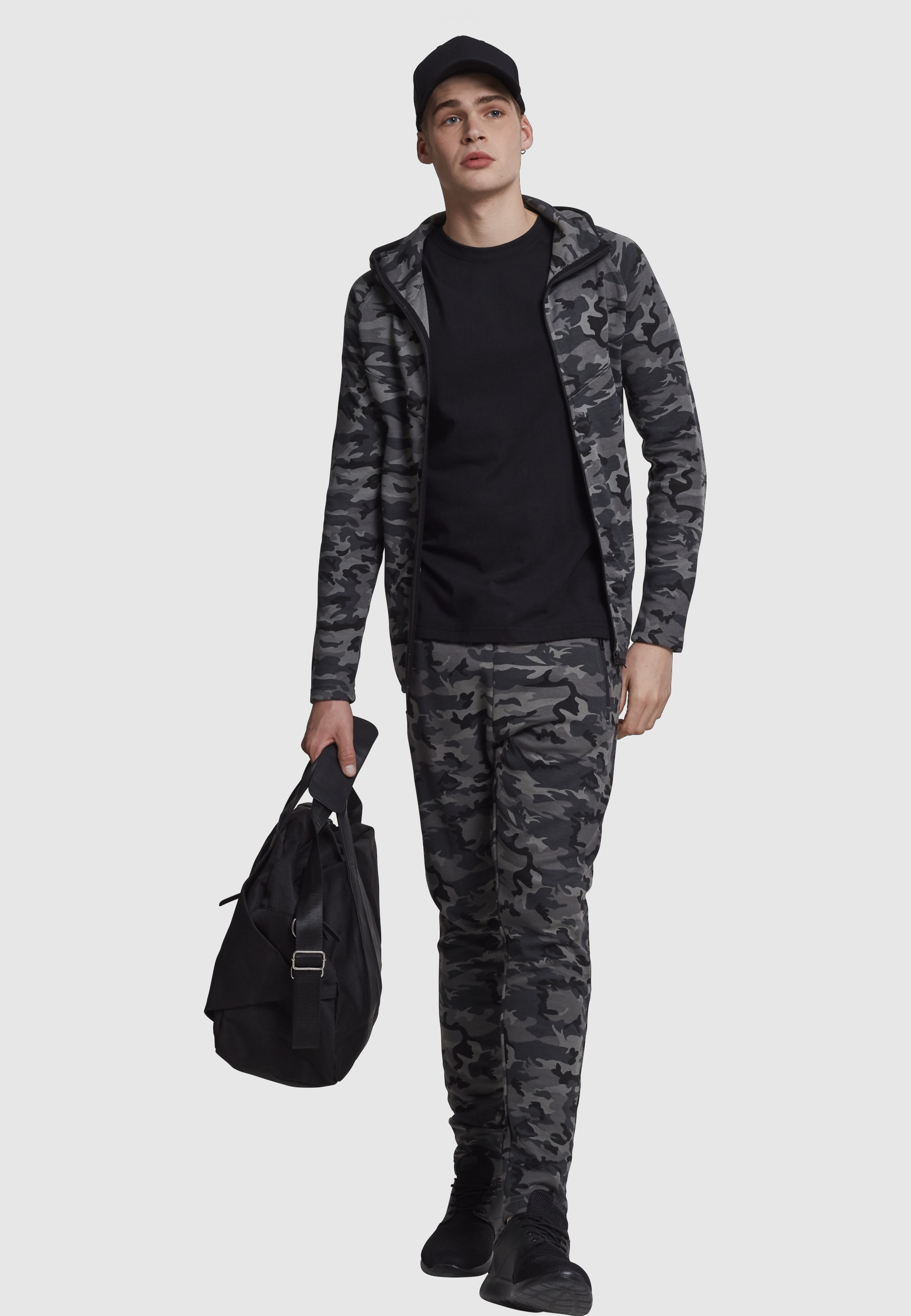 URBAN CLASSICS Langmantel »Urban Classics Herren Interlock Camo Zip Jacket«