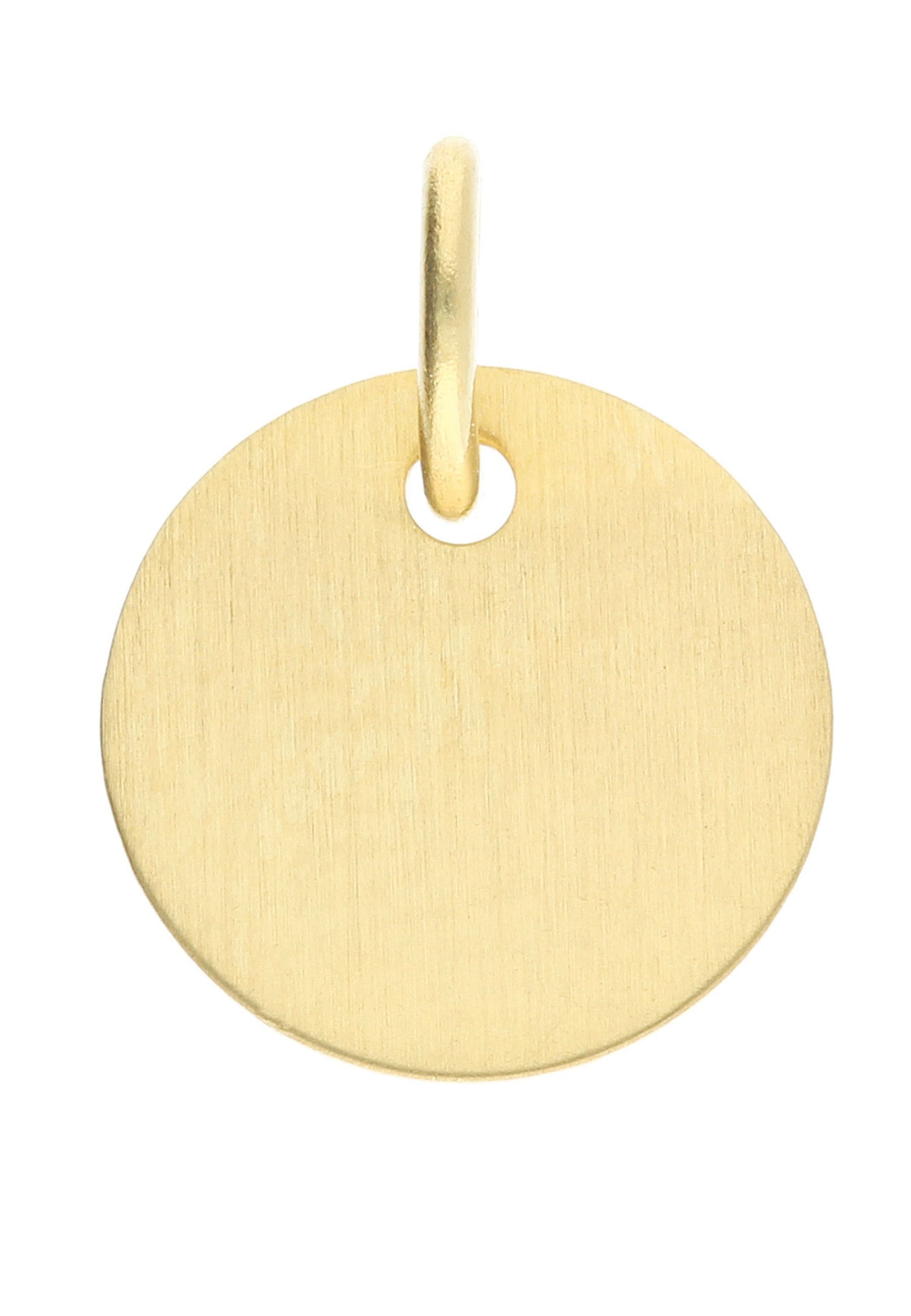 "Anhänger mit Gravur ADELIA ́S ""Damen 333 Gold Gravurplatte Anhänger Ø 10 mm"", gold, Schmuckanhänger, Damen, Gold, für Damen"