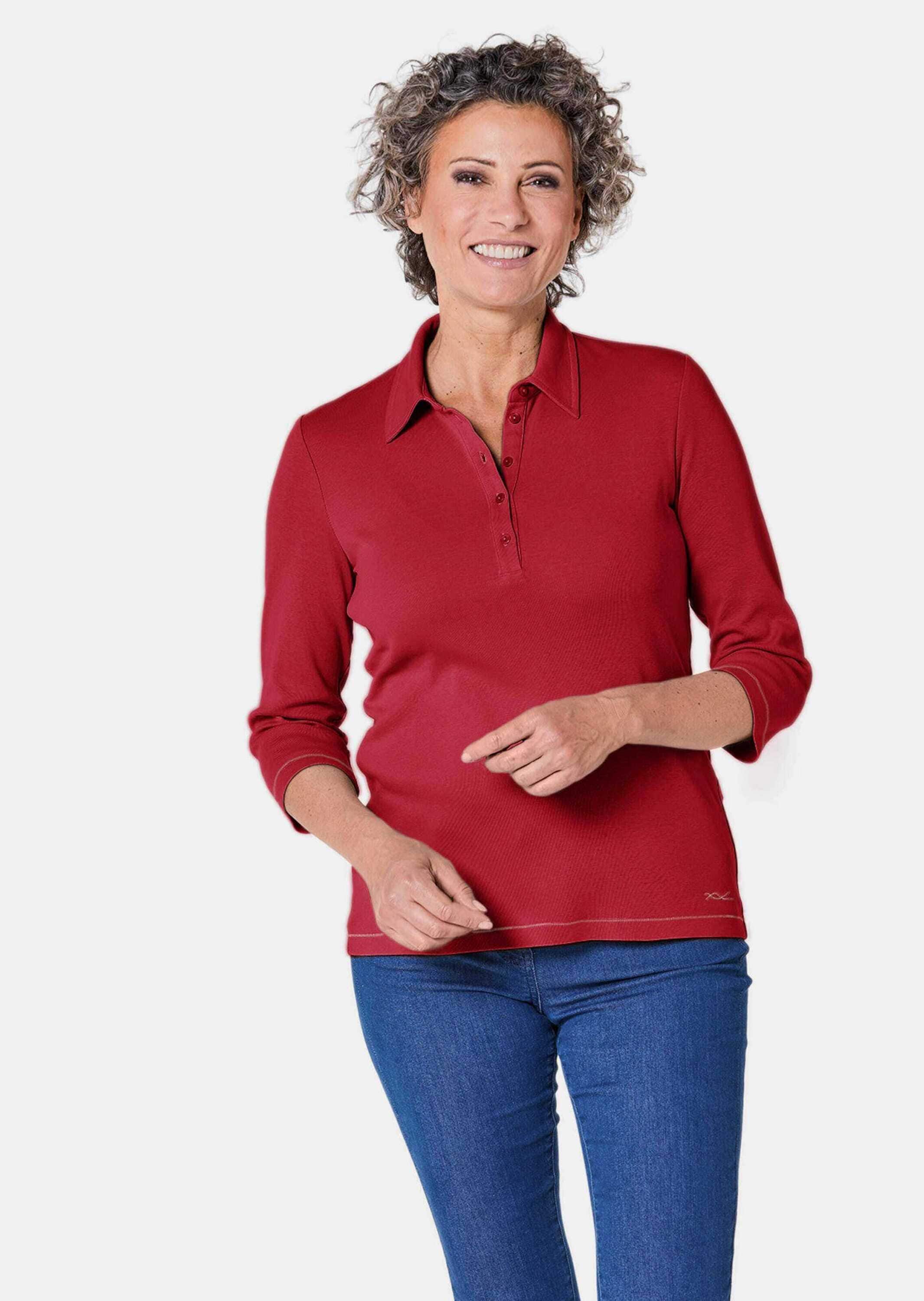 GOLDNER Poloshirt »Poloshirt Basic-Poloshirt mit Stickerei aus reiner Baumwolle«
