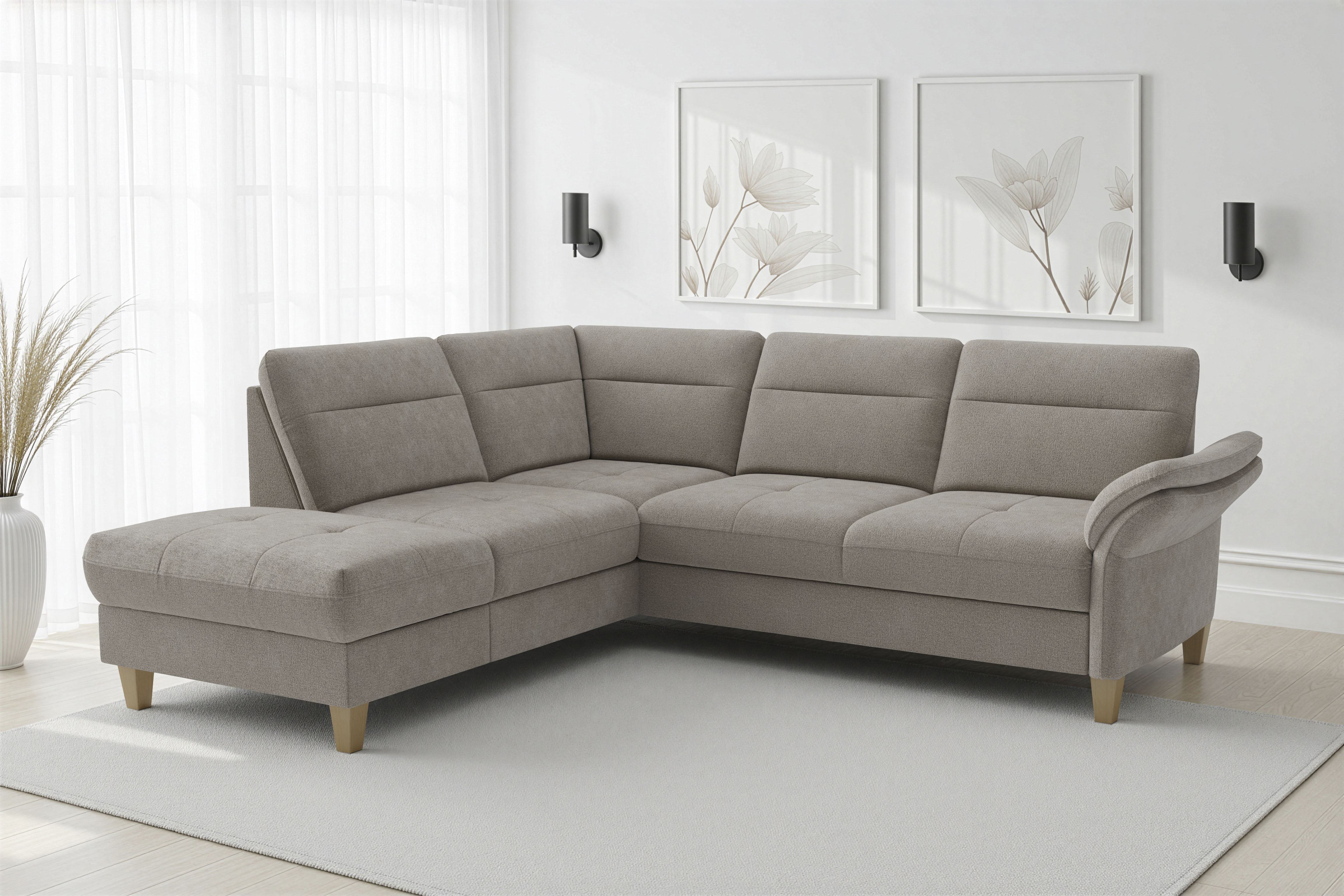 sit&more "Pamela L-Form, B: 218 cm, optional Schlaffunktion & Bettkasten" mit Federkern