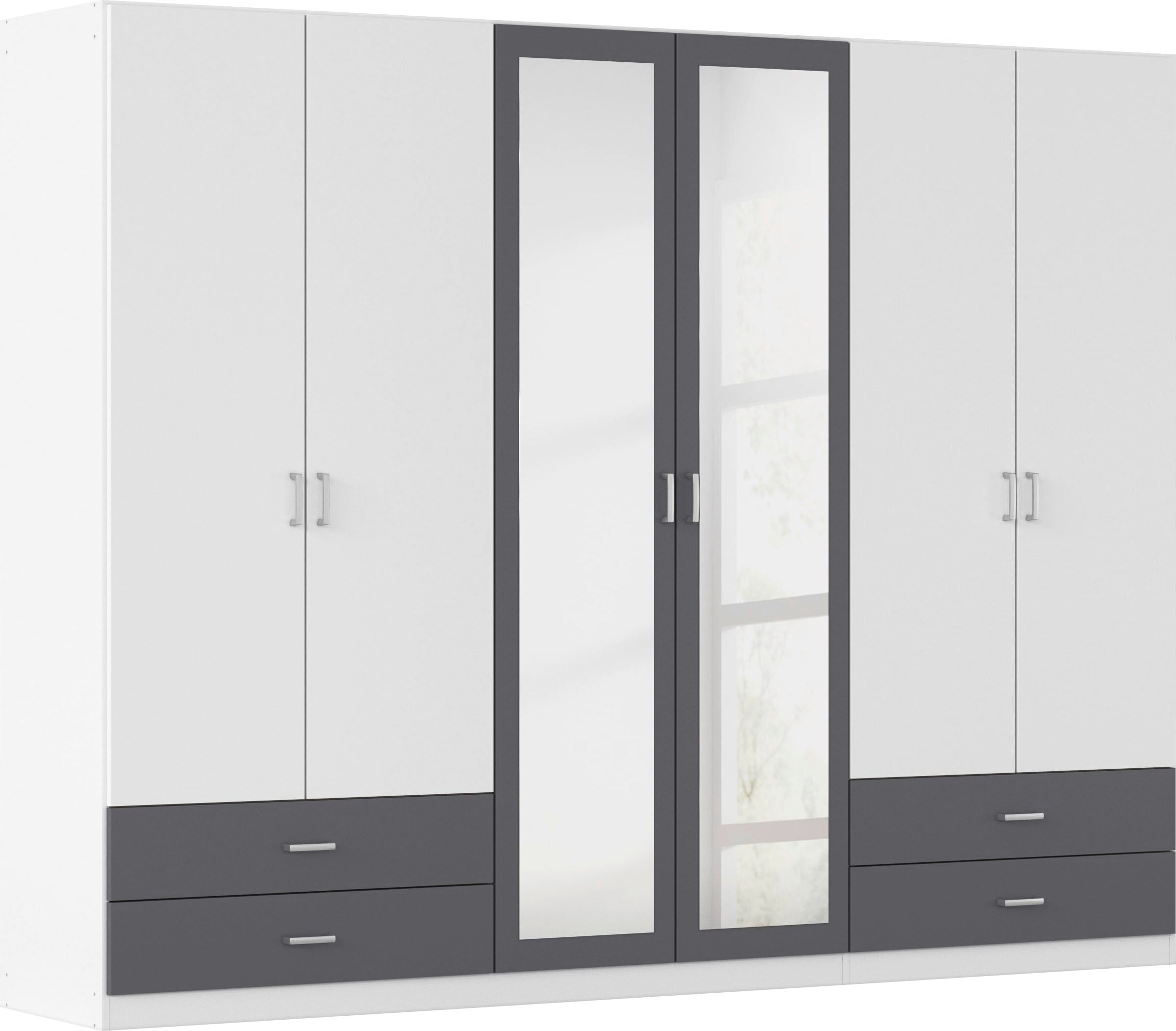 rauch 1100000002199 "Kleiderschrank Schrank Garderobe Wäscheschrank BORBONA" Breiten 226/271 cm, Höhe 210 cm, in 2 Breiten, mit Spiegel und vielen Farbkombinationen MADE IN GERMANY