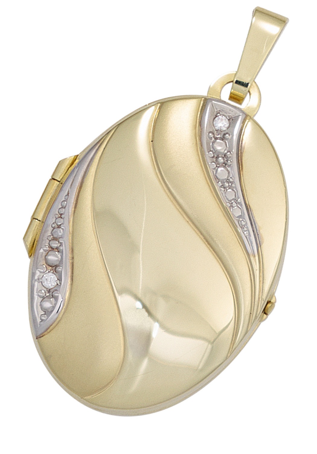 JOBO Medallionanhänger »Anhänger Medaillon oval«, 333 Gold bicolor mit Zirkonia
