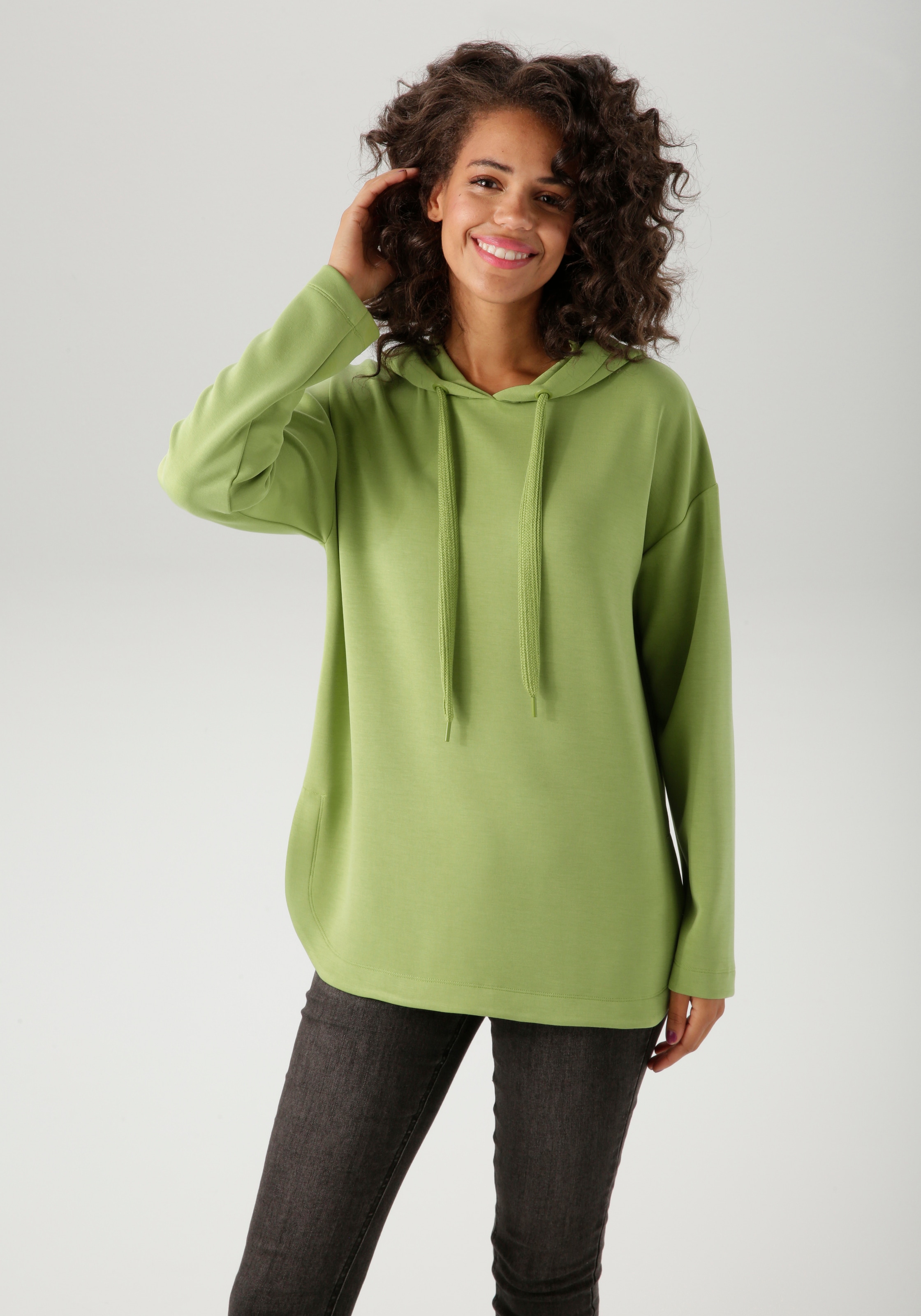 Aniston CASUAL Sweatshirt, mit Bindeband an der Kapuze - NEUE KOLLEKTION günstig online kaufen