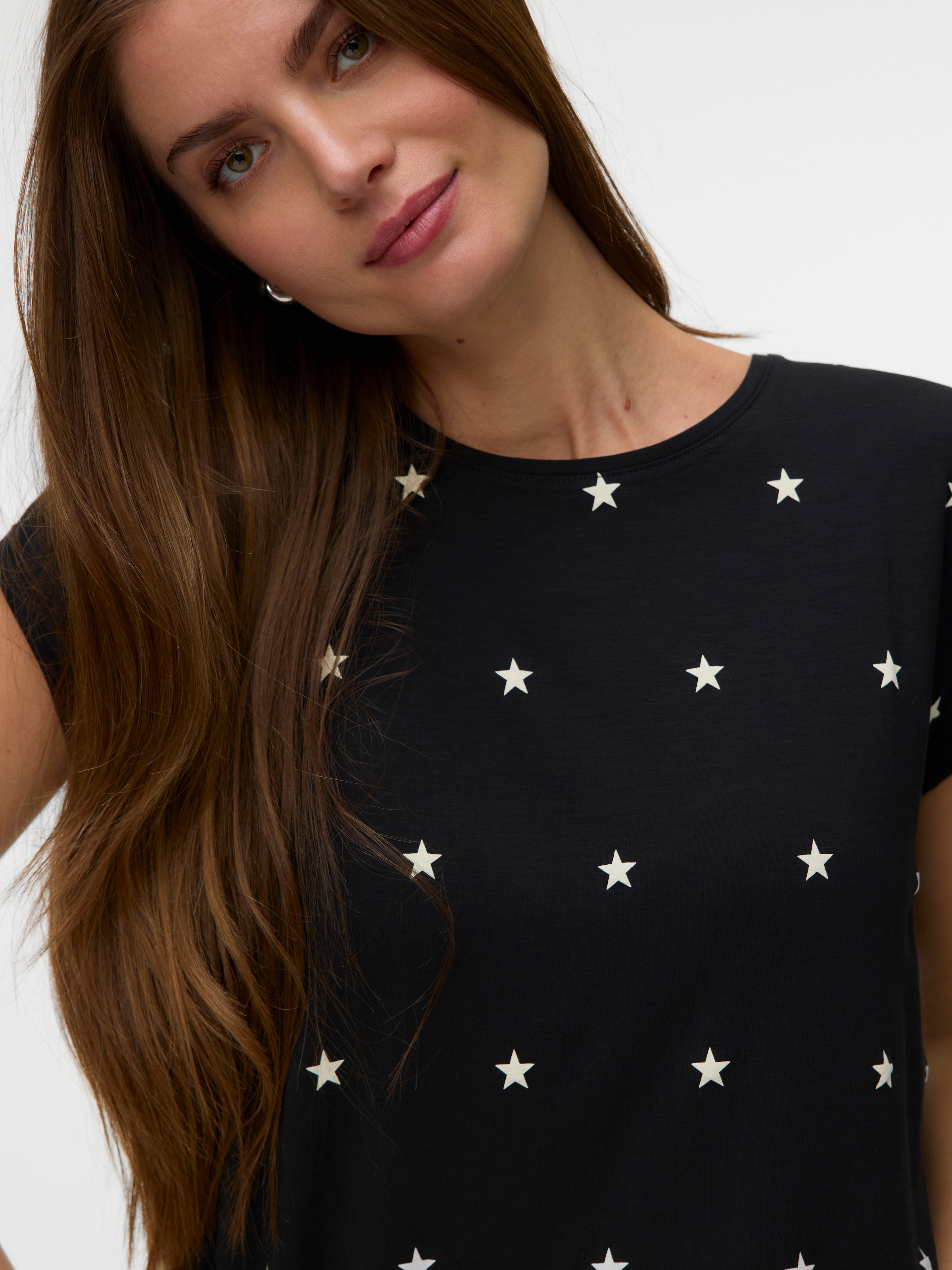 Vero Moda Kurzarmshirt »VMAVA SS TOP MULTI AOP NOOS« Materialmix, regular fit