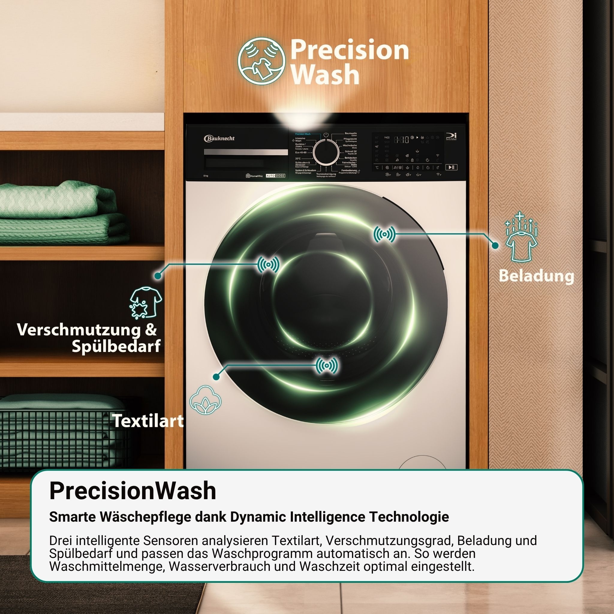 BAUKNECHT Waschmaschine »B WM 9A12 BC« 9 kg 1400 U/min Adaptive Wash – Intelligente Anpassung für perfekte Waschergebnisse
