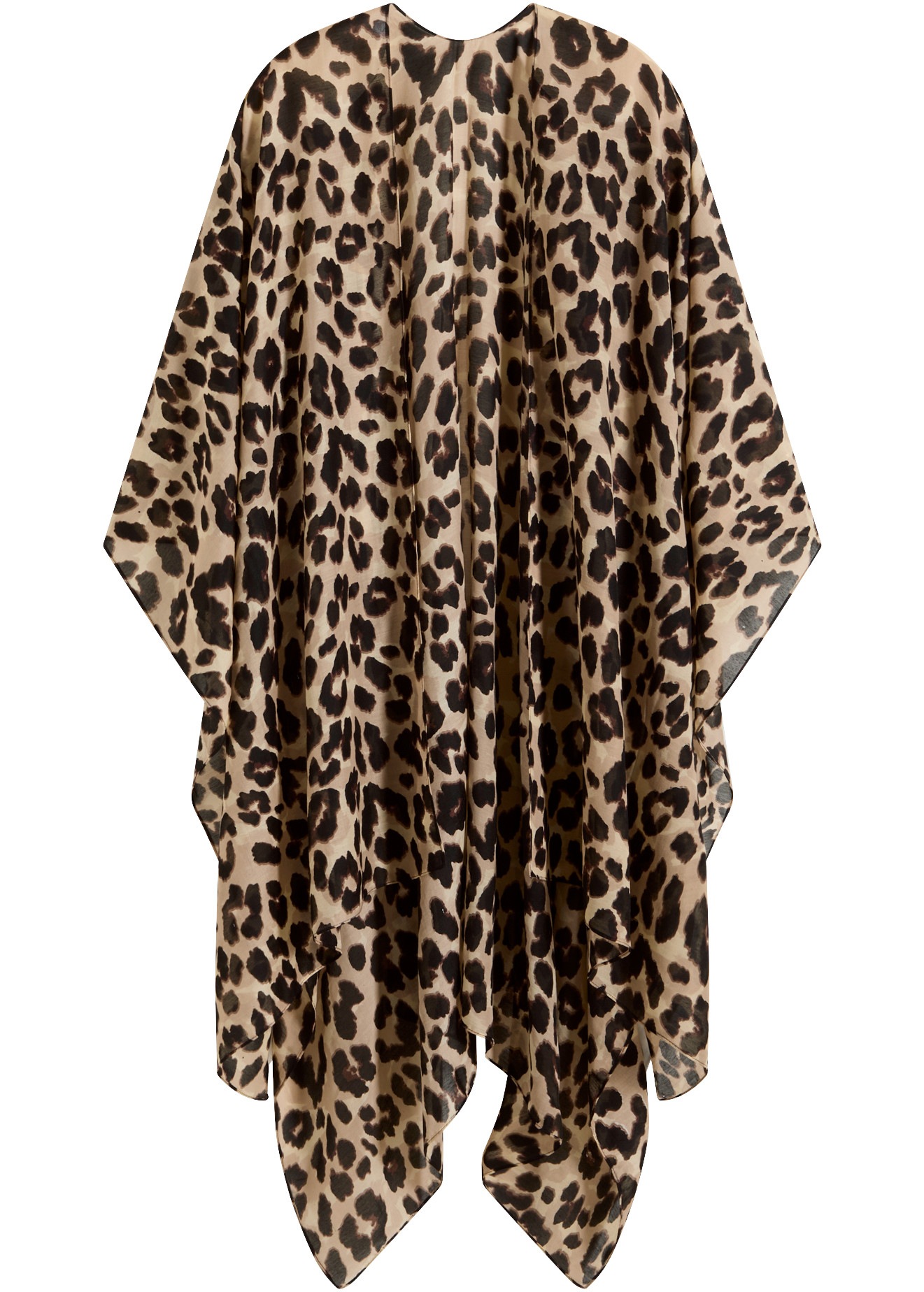 bonprix Strickponcho aus Polyester, figurumspielende Passform, mit Leopardenmuster