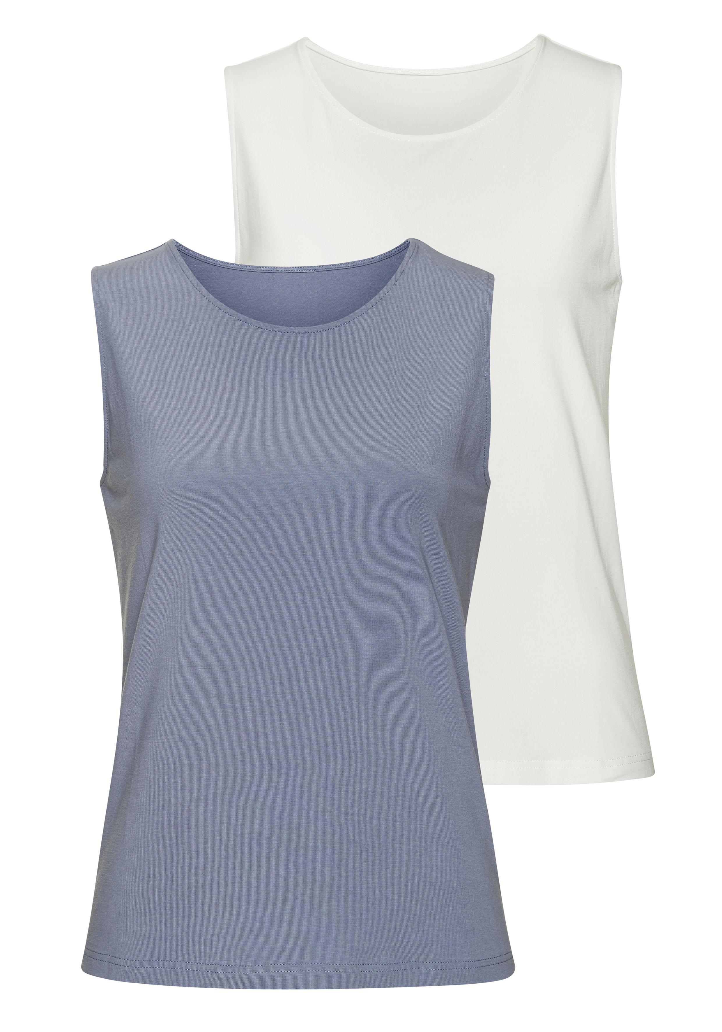 LASCANA Shirttop "aus luftiger Baumwoll-Modal-Qualität" 2er-Pack, aus elastischem Jersey mit Baumwolle und Modal
