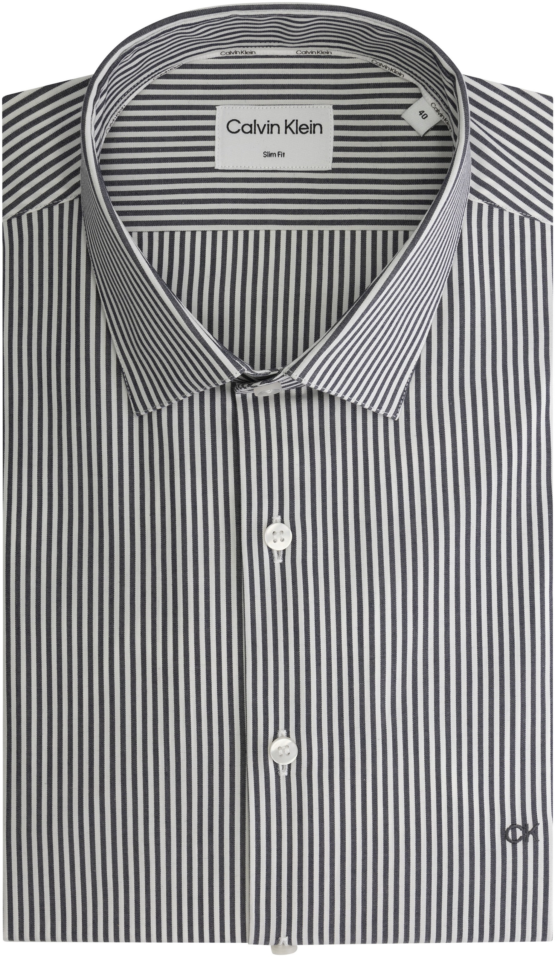 Calvin Klein Langarmhemd »POPLIN STRIPE SLIM SHIRT« mit Logoprägung