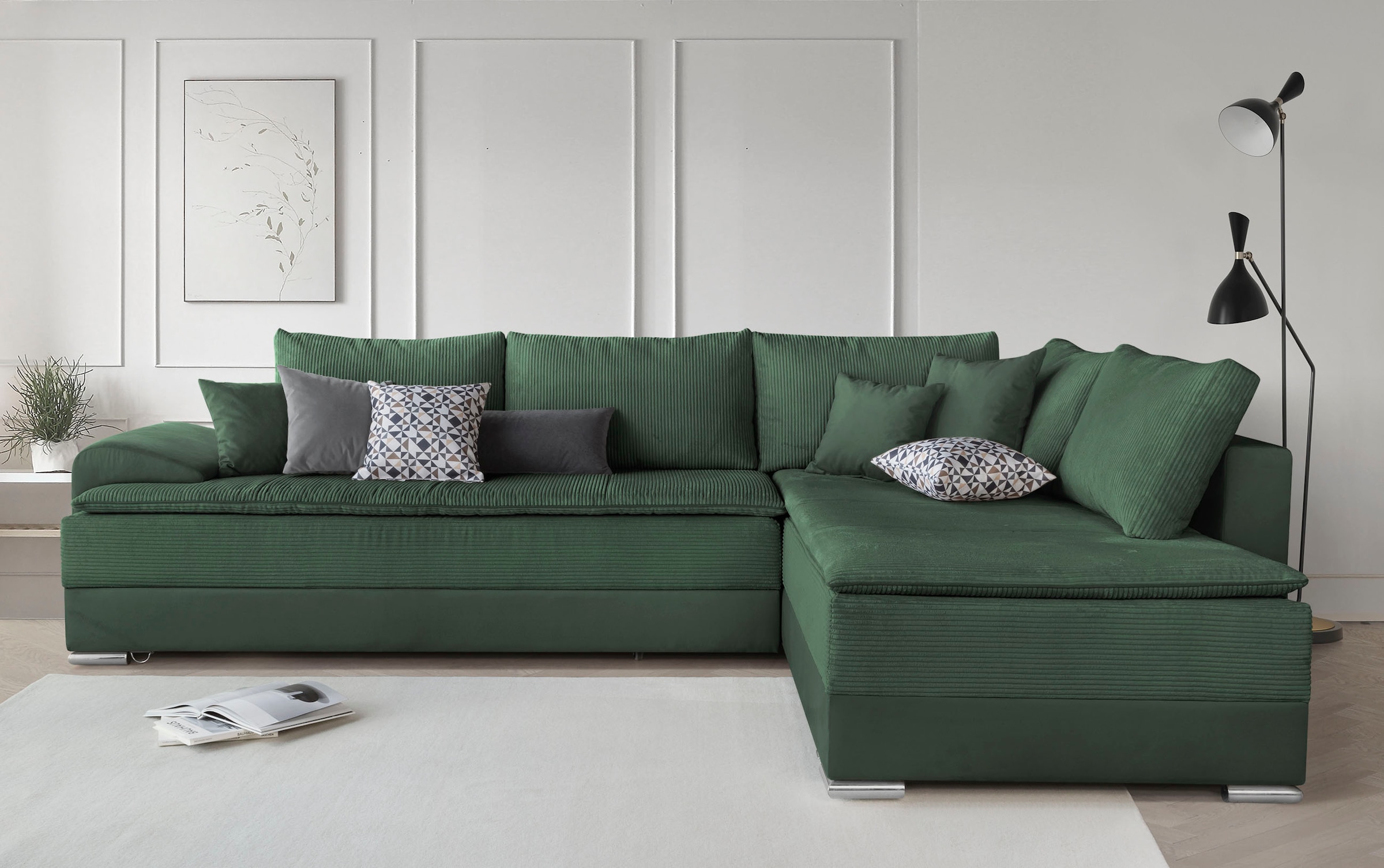 Home affaire Ecksofa "Night & Day L-Form, B: 324 cm, Dauer-Schlaffunktion und Armlehne" Schlaffunktion & Bettkasten, Boxspringbett 180x200 cm