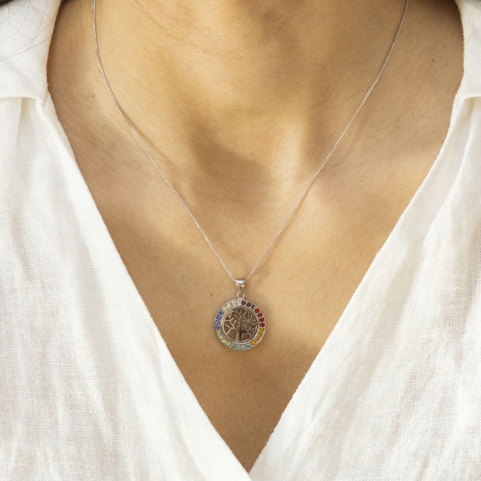 Zeeme Kette mit Anhänger »Silber 925 rhodiniert mit Lebensbaum-Motiv«