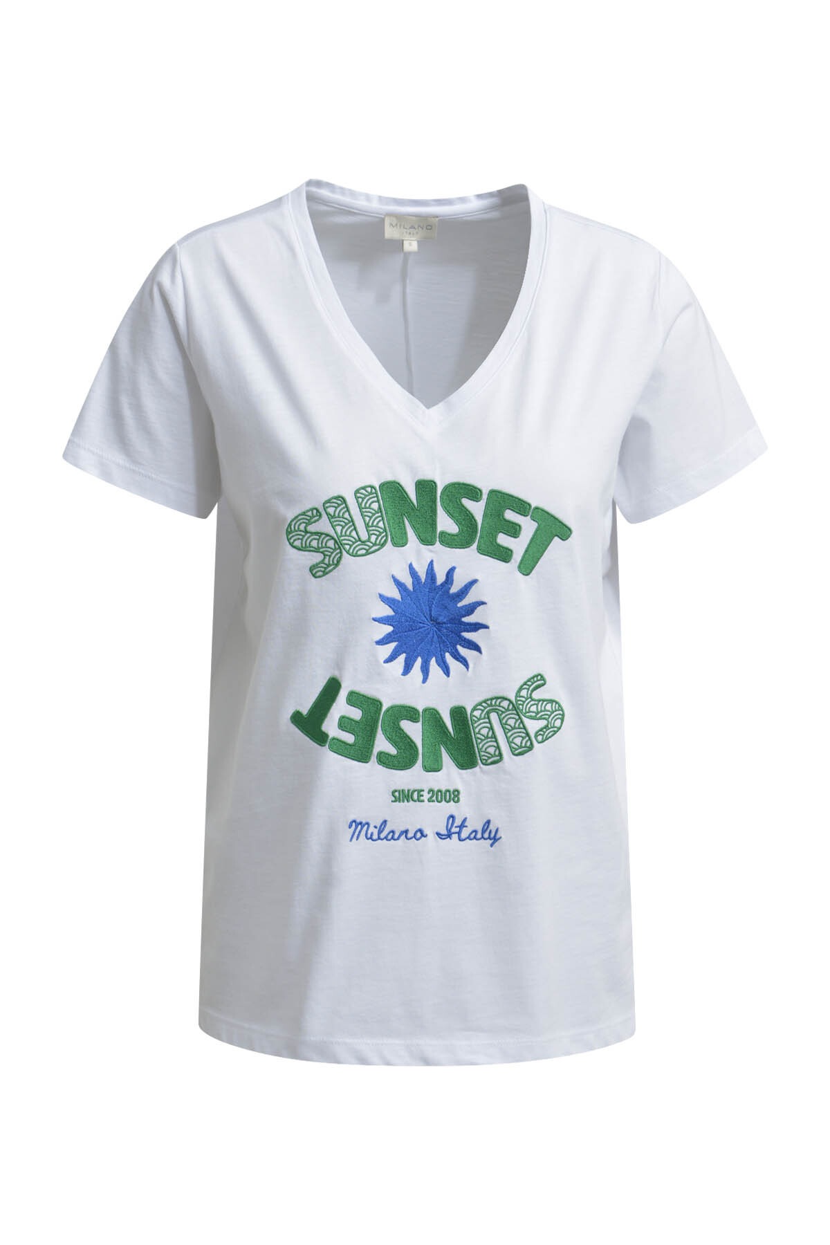 Milano Italy V-Shirt, mit Stickerei