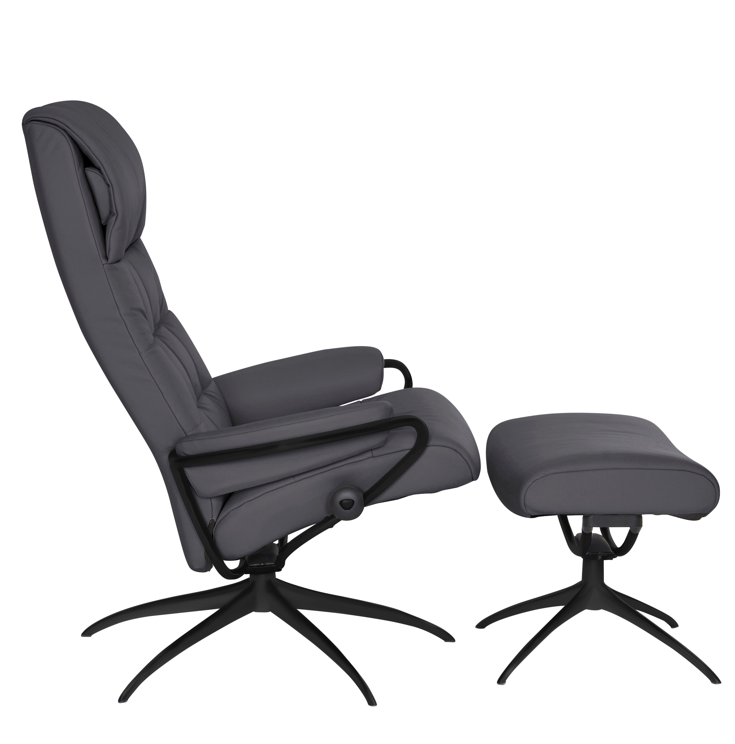 Stressless® Relaxsessel »London« Set, Relaxsessel mit Hocker,  mit Hocker, High Back, mit Star Base, Gestell Schwarz
