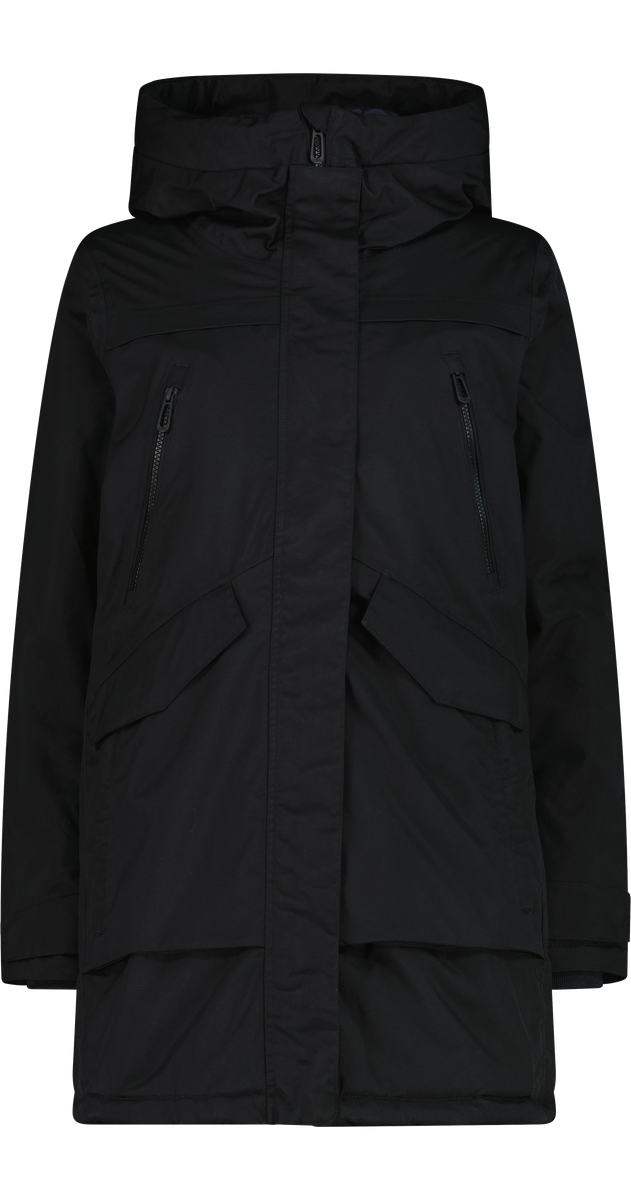CMP Funktionsmantel "WOMAN PARKA FIX HOOD" auch in großen Größen, mit fester Kapuze, aus Nylon