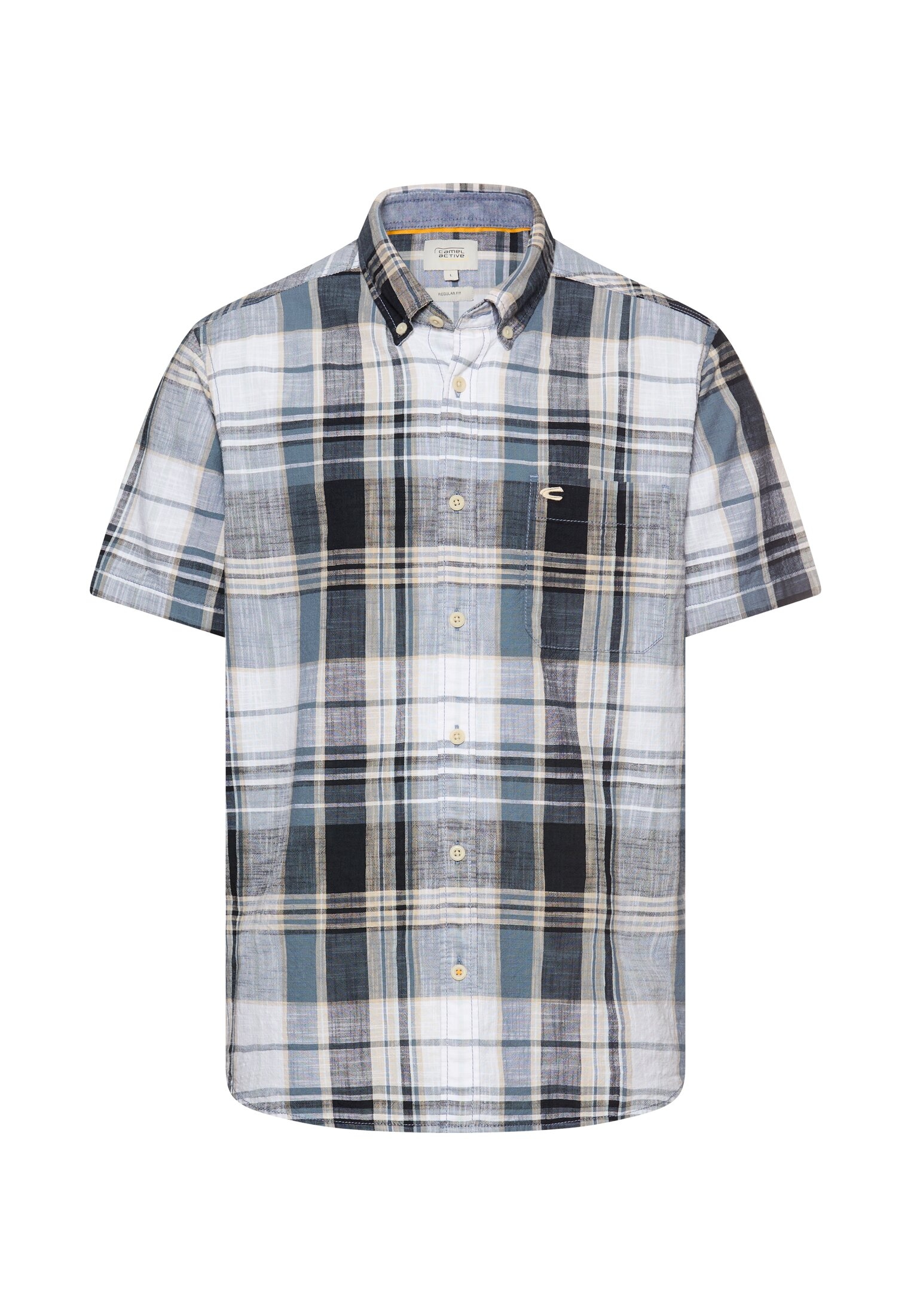 camel active Kurzarmhemd mit Button-Down-Kragen und im Karo-Look günstig online kaufen
