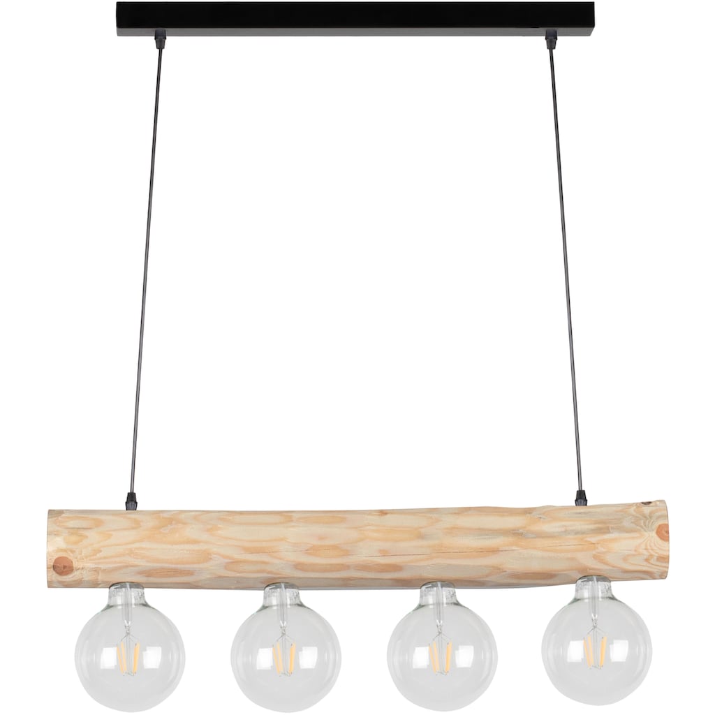SPOT Light Pendelleuchte »TRABO SIMPLE«, 4 flammig-flammig, Hängeleuchte, Holzbalken aus massivem Kiefernholz Ø 8-12 cm