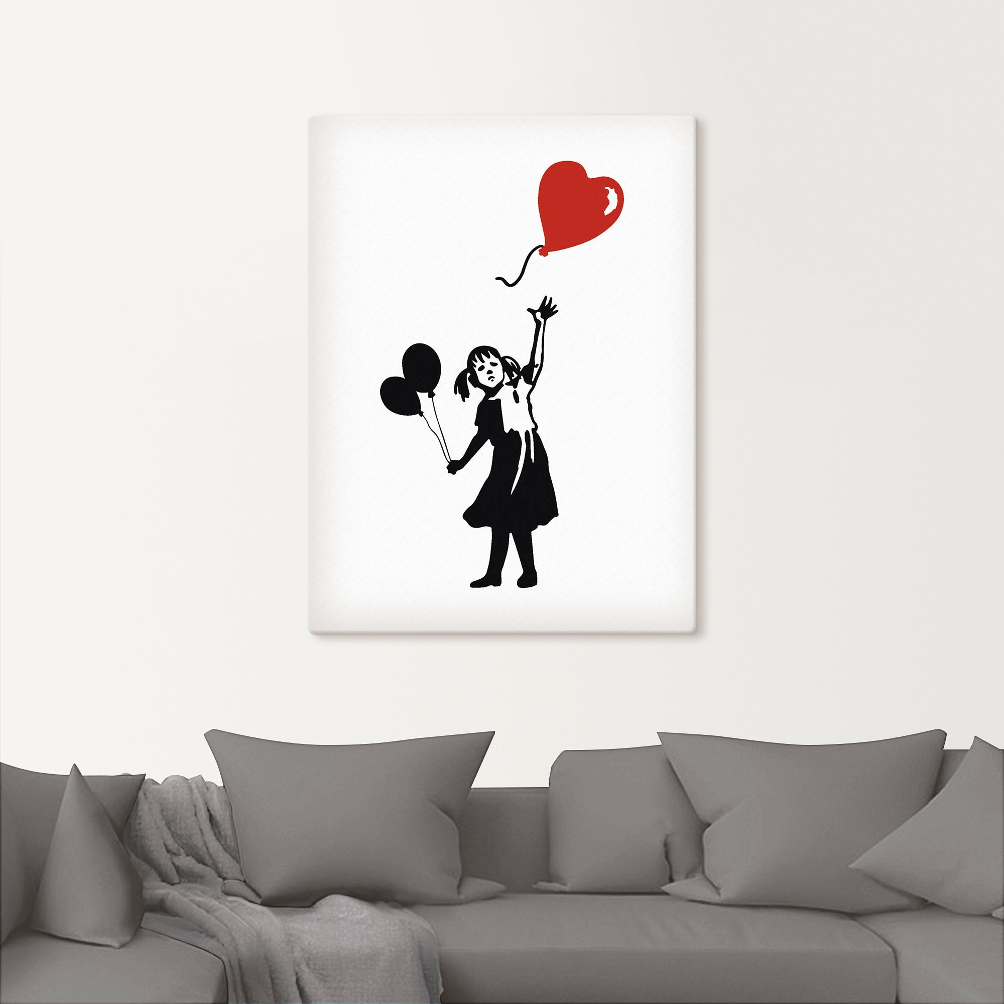 Artland Leinwandbild "Silhouette Mädchen Ballon Herz" Bilder von Kindern 1 günstig online kaufen