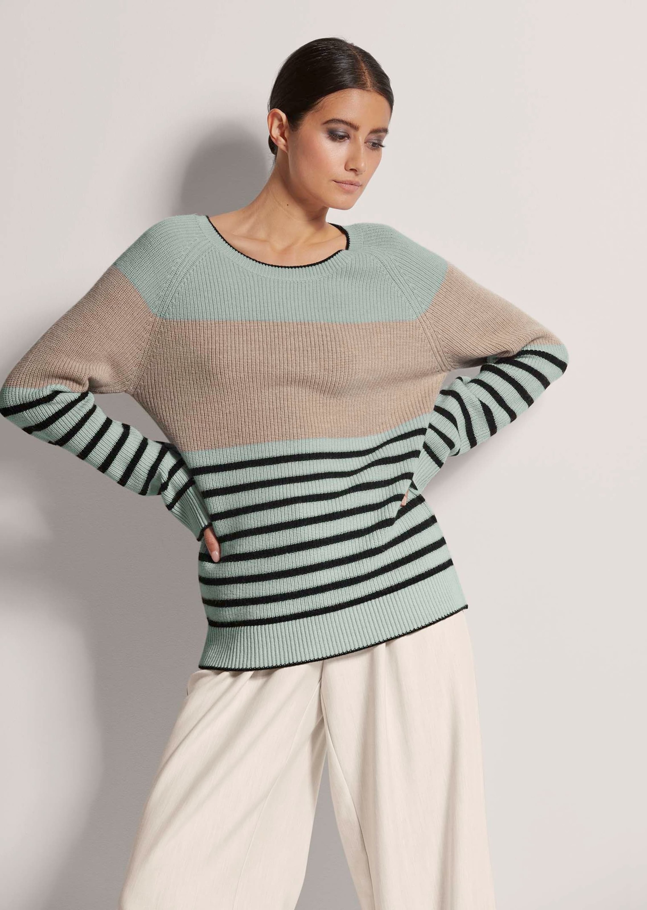 MADELEINE Longpullover "Pullover Schurwoll-Pullover mit Perlfang-Struktur" günstig online kaufen