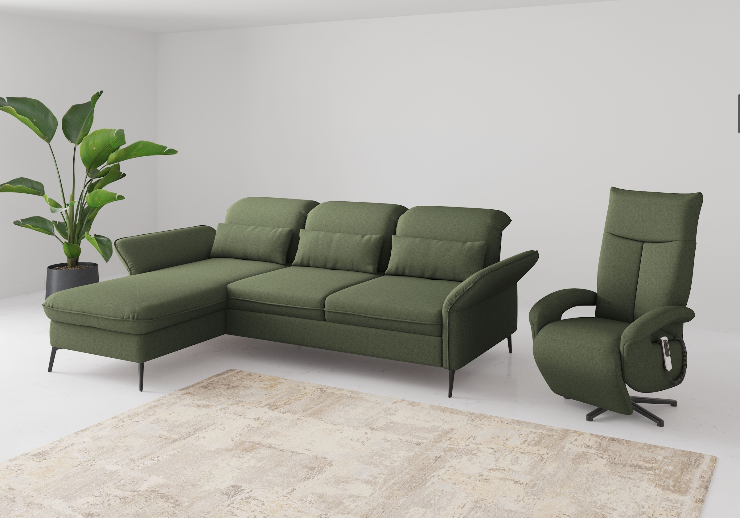 sit&more Ecksofa »Emely, inkl. Sitztiefenverstellung«, wahlweise mit Bettfunktion,Bettkasten,Kopf- & Armteilverstellung
