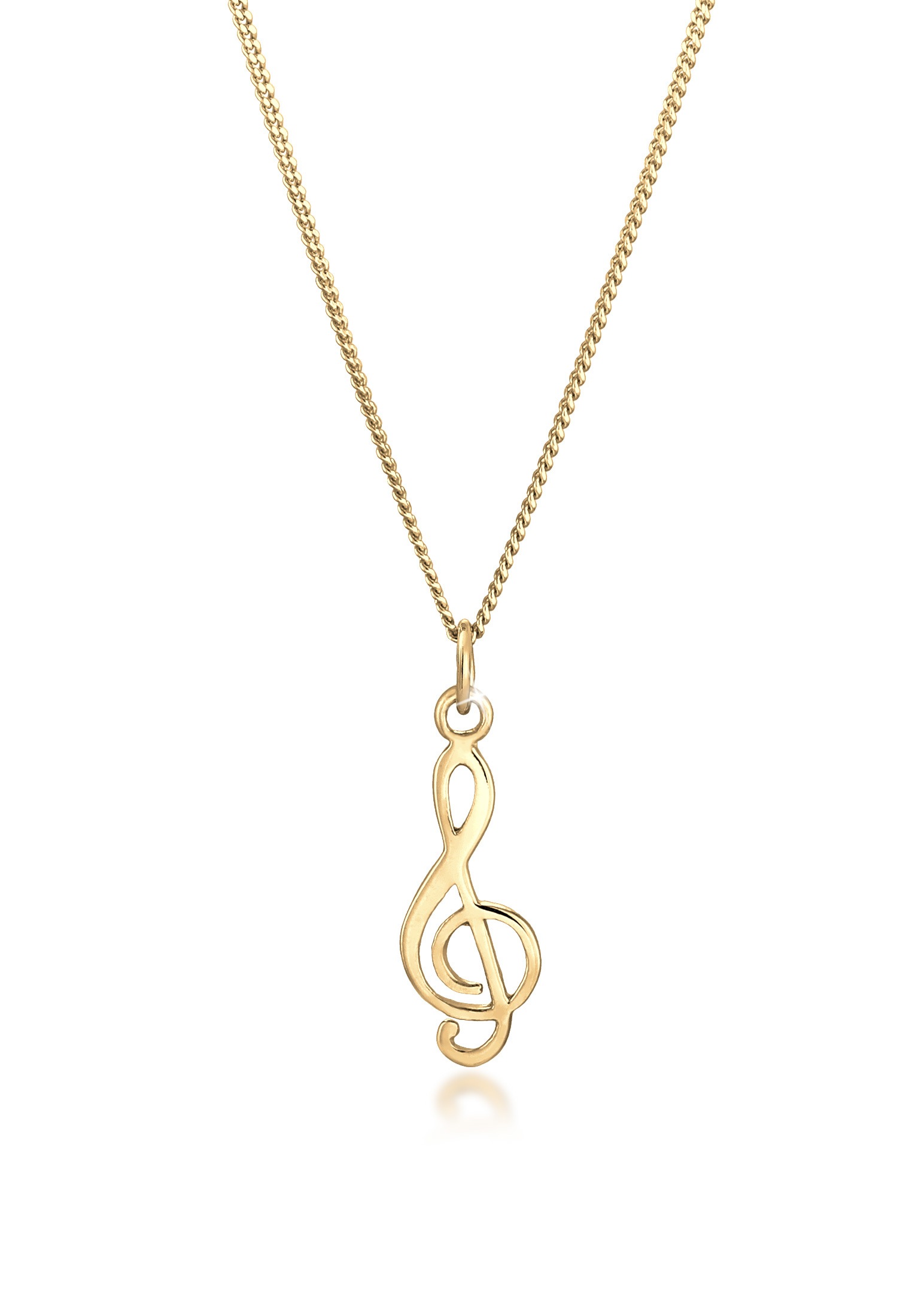 Kette mit Anhänger ELLI "Notenschlüssel Musik Symbol 925 Silber" Gr. 45, gold, Halsketten, Damen, 45, ohne Stein, Silber 925 (Sterlingsilber), L: 45
